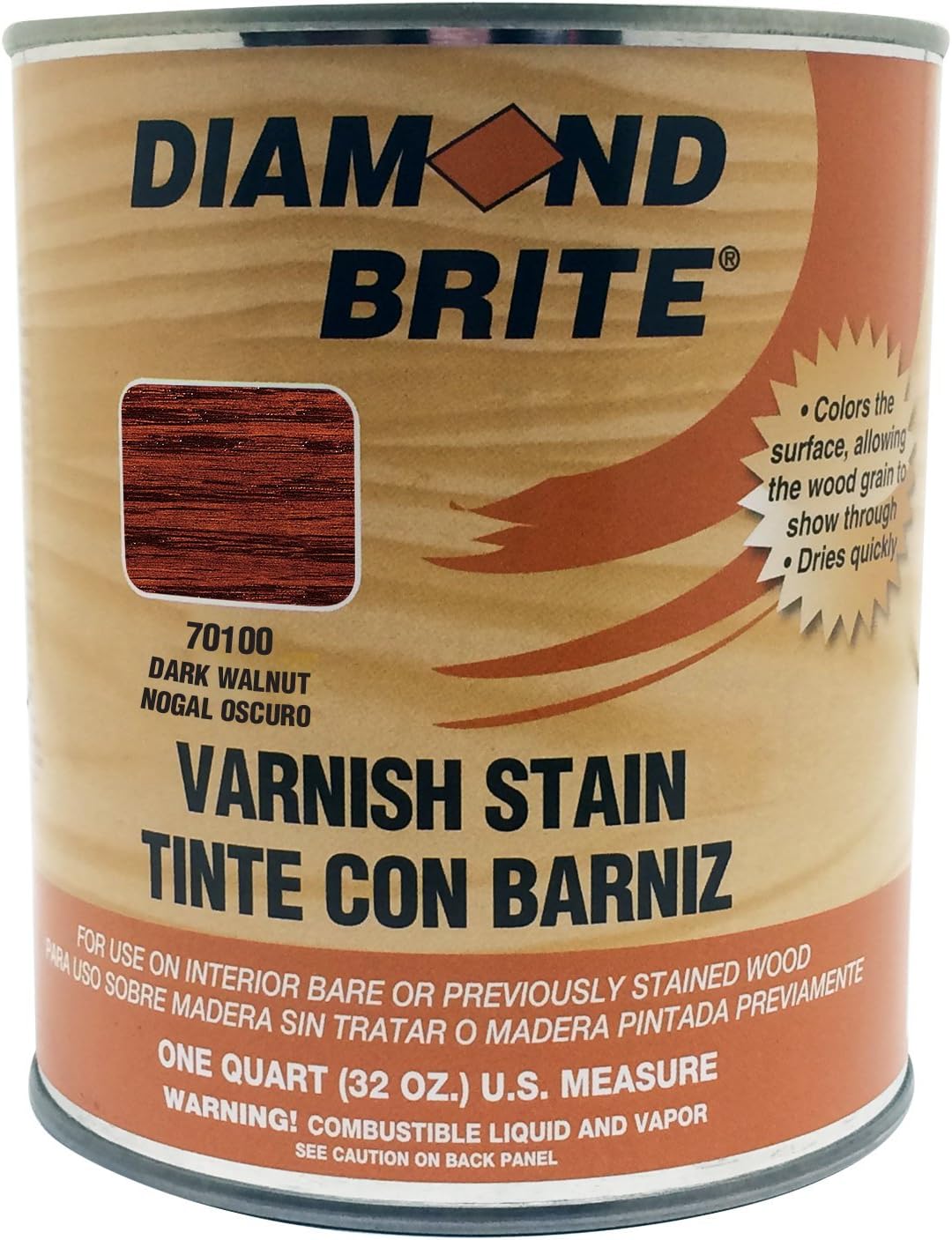 Diamond Brite Interior Varnish Stain, Walnut, 1 Gallon, 70200-1