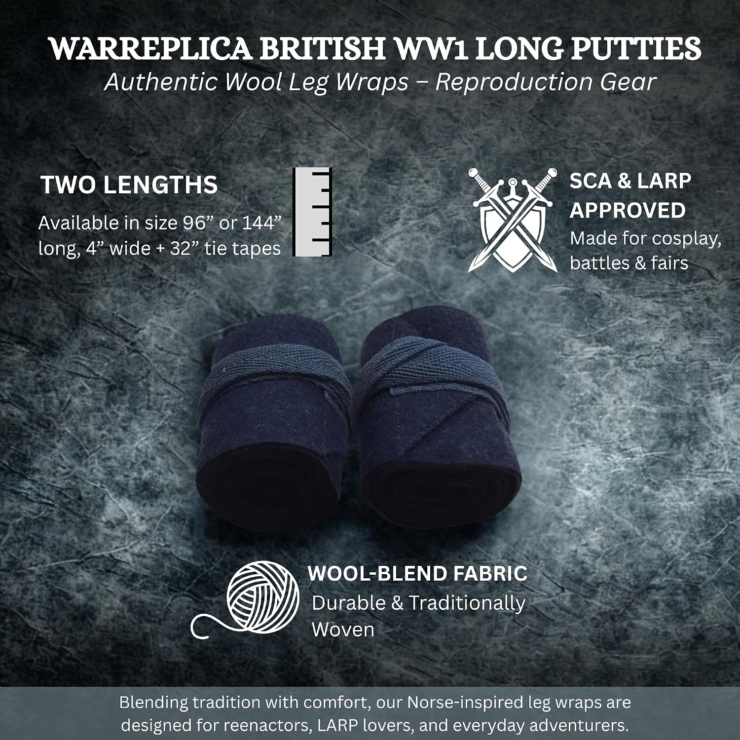 warreplica WW1 US Army M1910 Puttees Leggings Wraps/WW1 US Army Leg Wraps Gear Putty–Historical Reproduction Military Gaiters