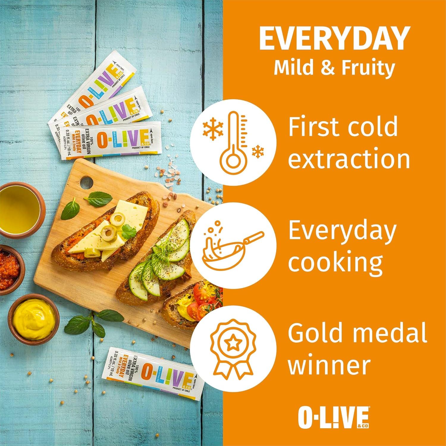 O-Live & Co. 25 Fl Oz 100% Extra Virgin Olive Oil - No Additive - Single Origin Versatile EVOO - First Cold Pressed - Polyphenol Rich - Glass Bottle - New Harvest - Award Winner