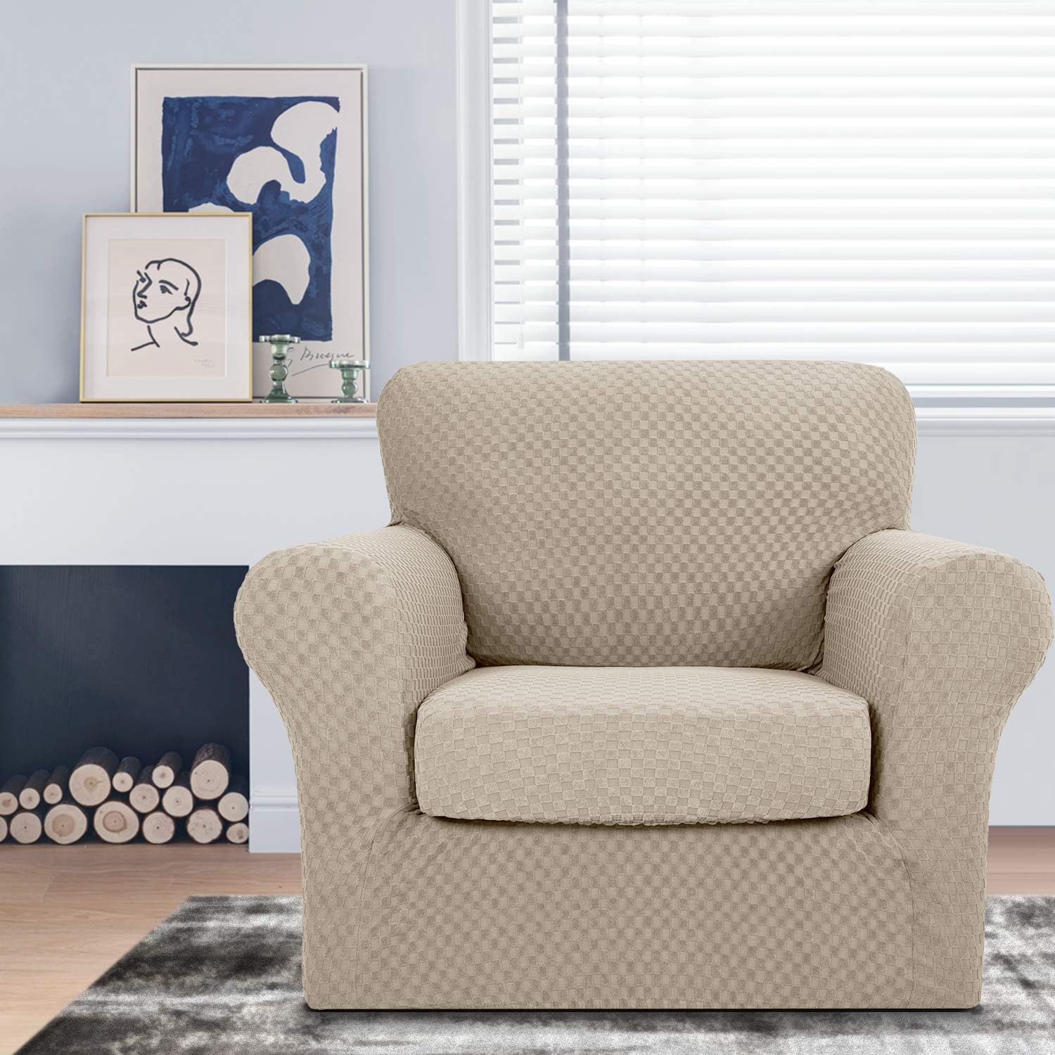 MAXIJIN Latest Recliner Slipcovers for Living Room 4 Pieces Stretch Jacquard Recliner Chair Cover Soft Fitted Recliner Protector with Elastic Bottom
