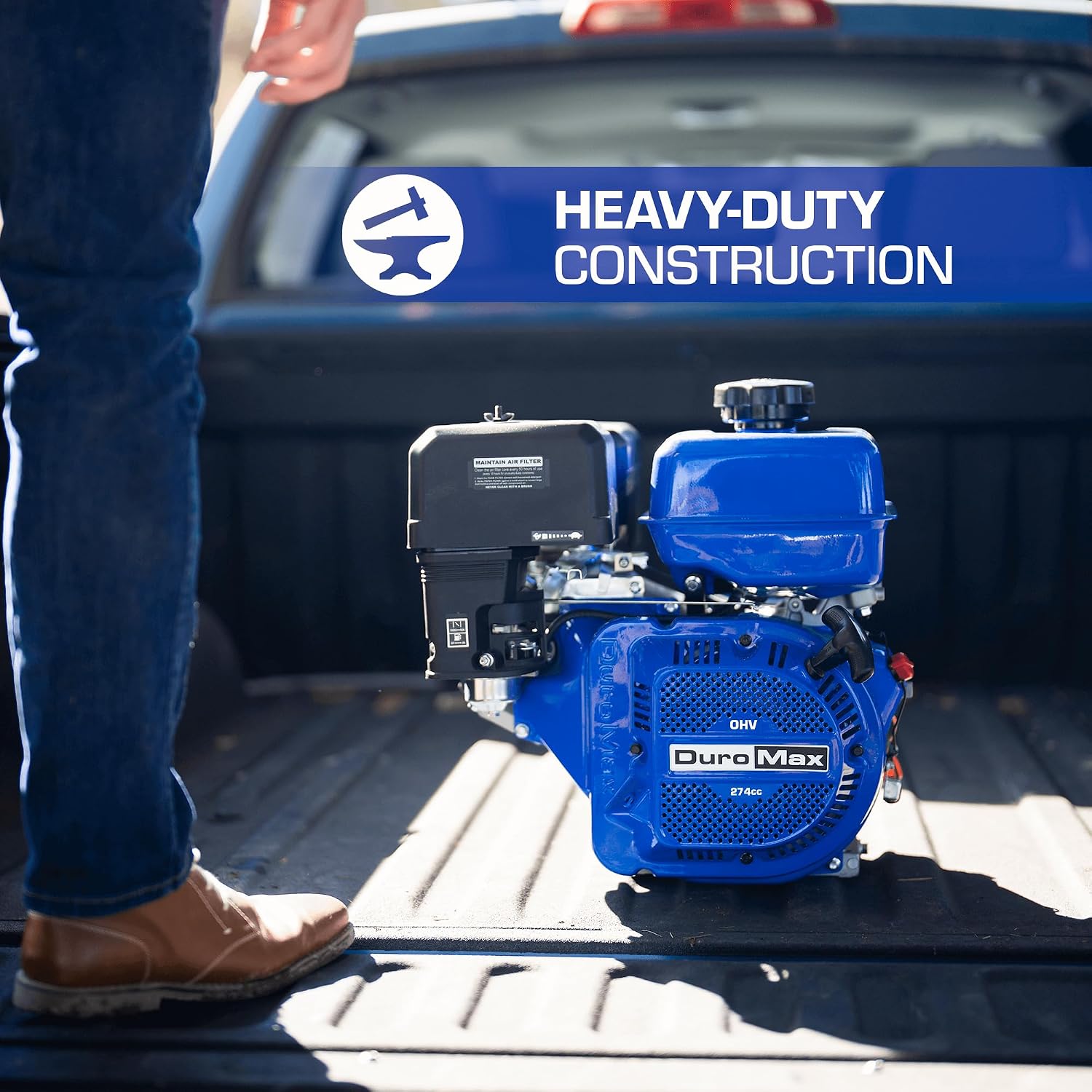 DuroMax XP7HPE 208cc Electric Start Gas Powered, 50 State Approved, Multi-Use Engine Blue