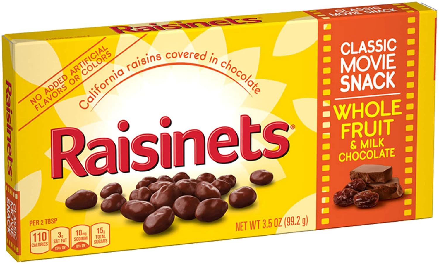 Raisinets, Milk Chocolate Covered California Raisins, Movie Theater Candy Box, 3.1 oz each, Bulk 15 Pack