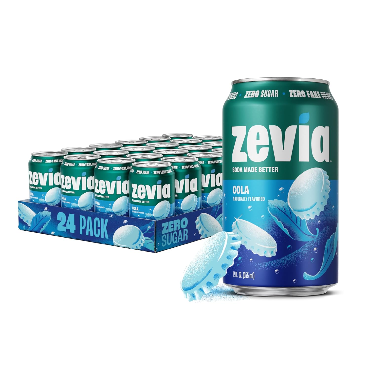 Zevia Zero Sugar Soda, Orange Creamsicle, 12 oz Cans (24-Pack) – Caffeine Free, Naturally Sweetened, No Calorie Soda - Non-GMO Project Verified, Gluten-Free, Vegan