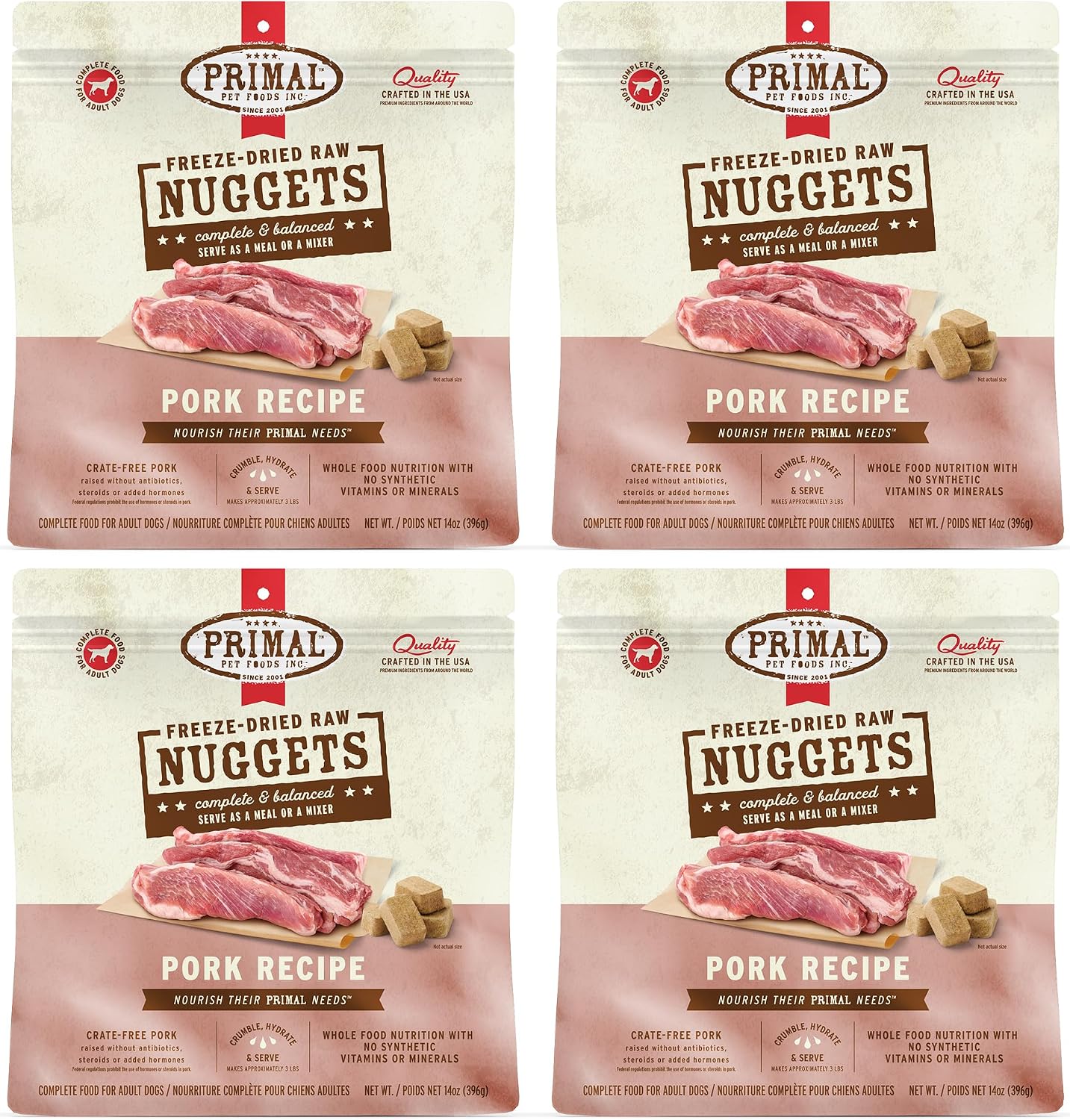 Primal Freeze Dried Raw Dog Food Nuggets, Beef, 14 oz | Complete & Balanced Nutrition, Meal, Topper or Treat, Grain-Free, High Protein, No Synthetic Vitamins & Minerals
