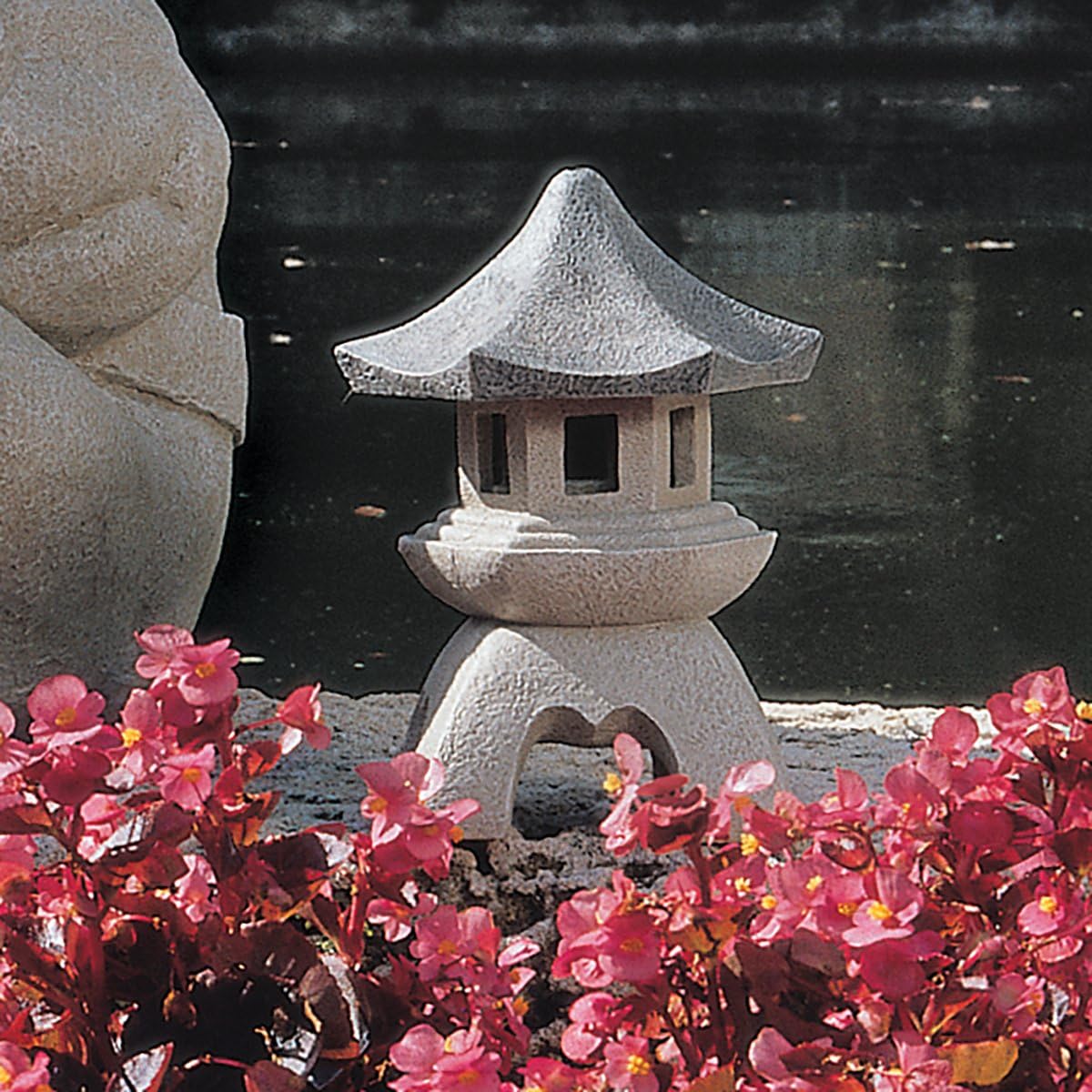 Design toscano ng29870 asian decor pagoda lantern indoor/outdoor statue, 11 inches wide, 11 inches deep, 17 inches high, handcast polyresin, two tone stone finish