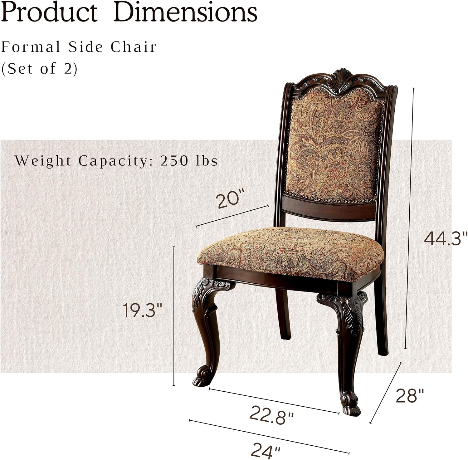 Furniture of America Ferrara Elegant Dining Chair, Brown Cherry, Set of 2 (IDF-3319F-SC)