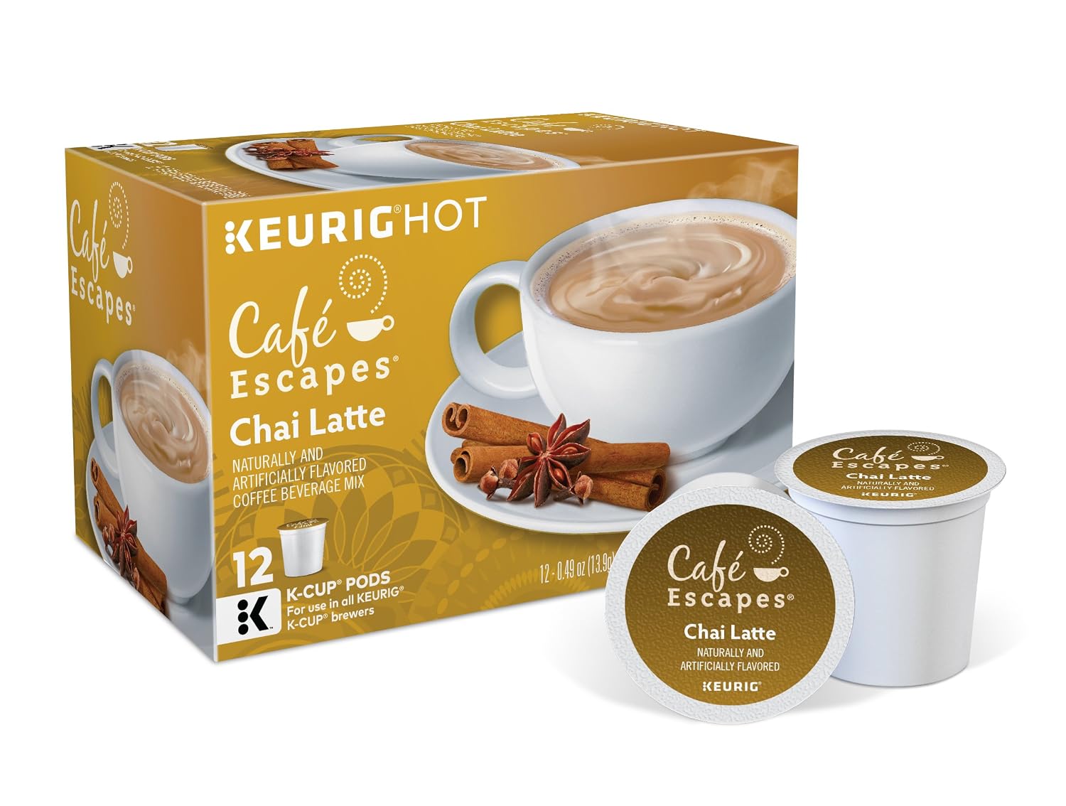 Cafe Escapes Chai Latte K-Cups, 16 Count (Packaging May Vary)