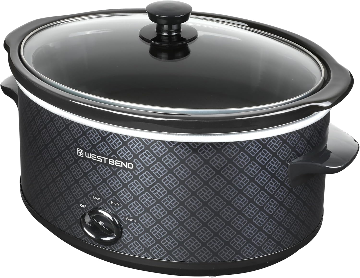 West Bend Slow Cooker 6-Quart Manual Crockery Style with Dishwasher Safe Oval Ceramic Crockpot and Glass Lid Two Temperature Settings Plus Keep Warm, 330-Watts, Black