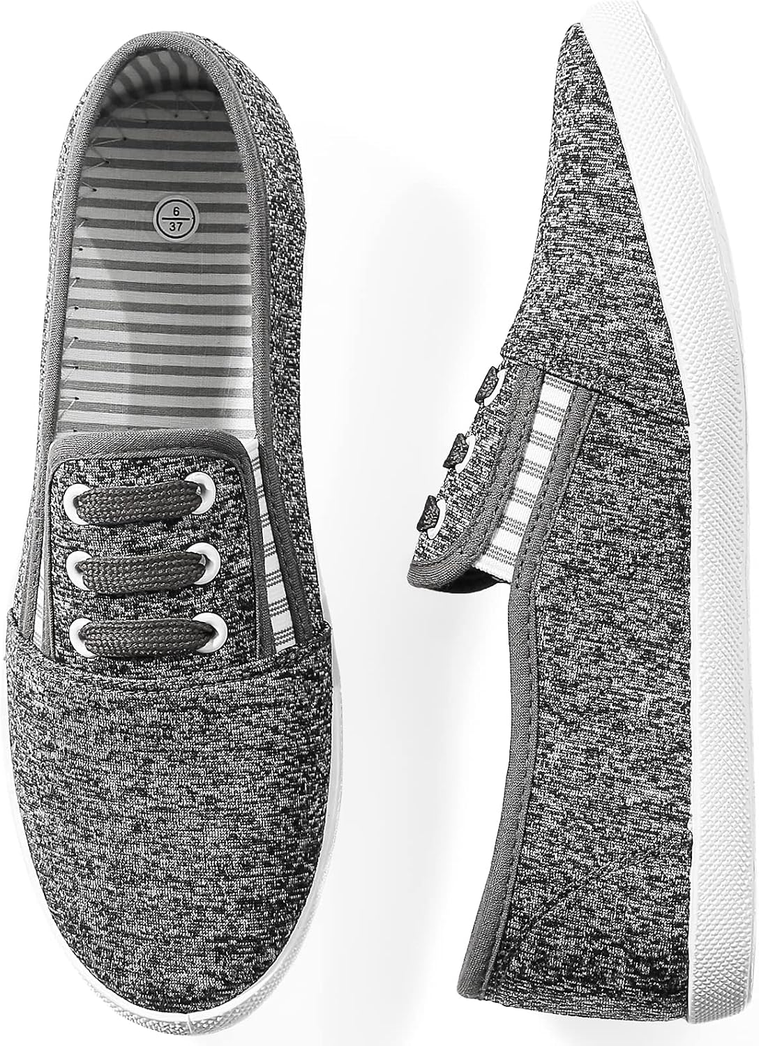 kufeiti Women's Canvas Slip On Shoes Sneakers for Women Fashion Comfortable White Black Elastic Sneakers for Women