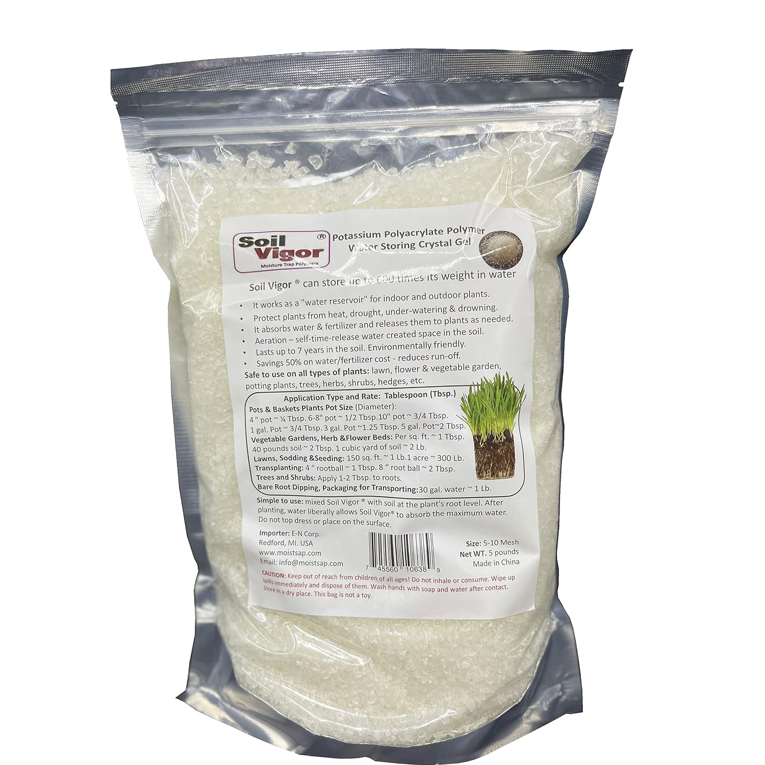 5 Pounds Soilmoisture Trap Super Absorbent Hydro Gel Granules Polymer with Humic Acid; Soil Vigor (Tm)
