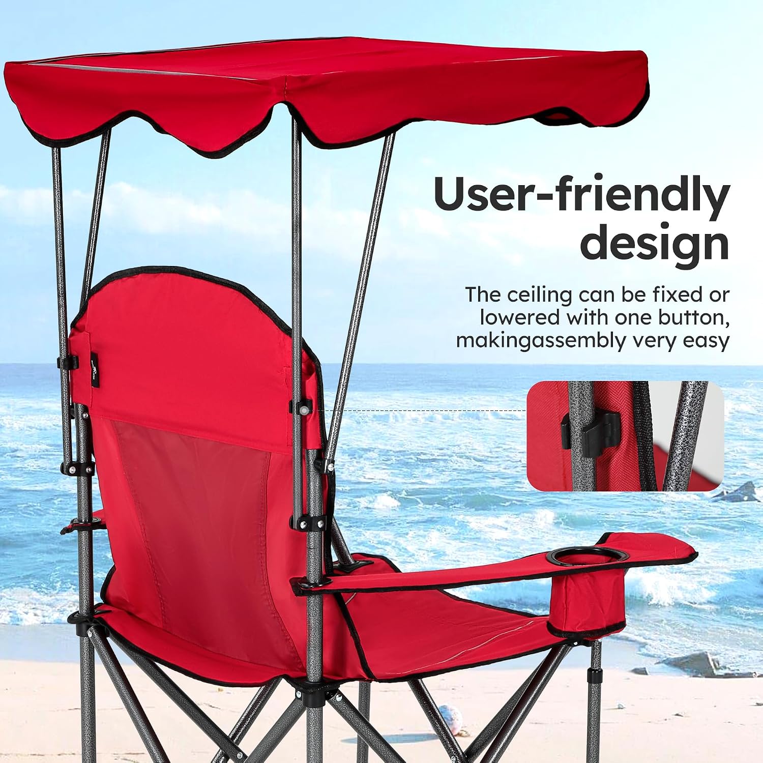 ALPHA CAMP Heavy Duty Canopy Camping Chairs with Adjustable Sunshade | Heavy duty 400 LBS, Steel Frame, Sturdy, Ergonomic,600D Oxford fabric ,Phone holder Cup holder,Carry Bag,Easy to set up