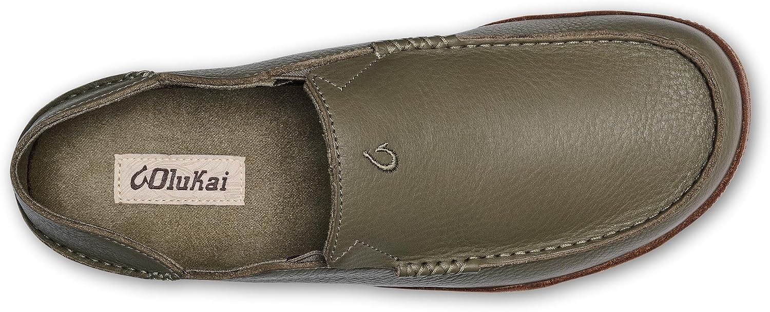 OluKai Moloa Men's Premium Leather Shoes, Easy Slip On & Off Design | Casual & Versatile Loafer, Drop-in Heel & Enhanced Traction