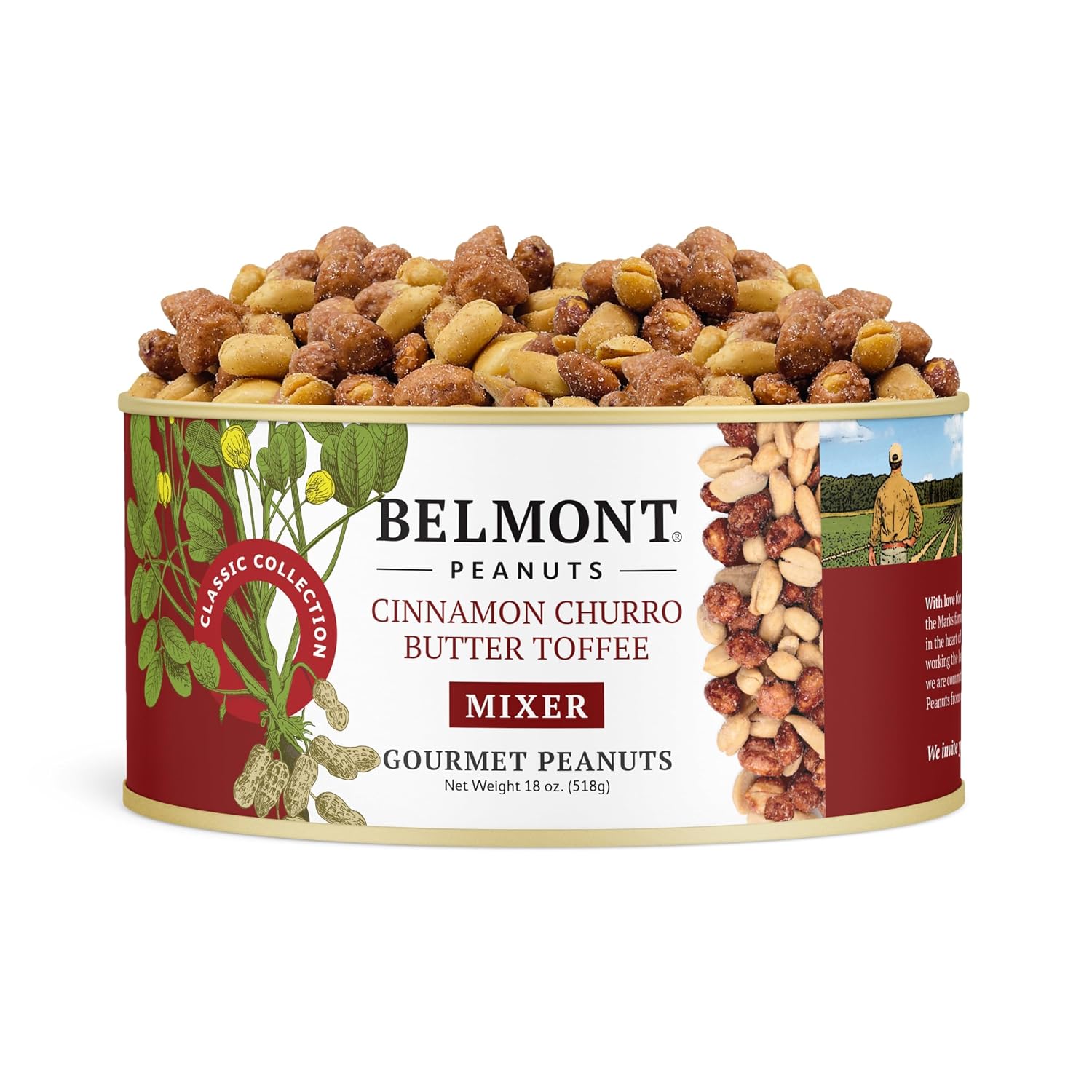 Belmont Peanuts Gourmet Sea-Salted Virginia Peanuts, 20 oz (1 Pack) – Only 3 Simple Ingredients, No Preservatives, 7g Protein – A Premium, Salty, Crunchy, Hand Seasoned Snack