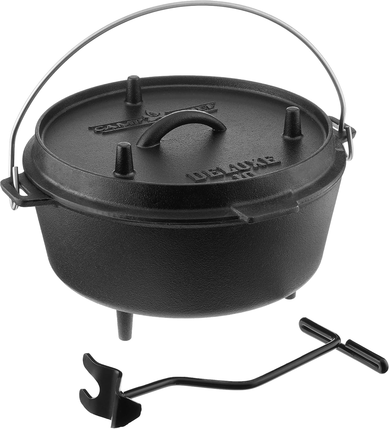 Camp Chef DO10-6 Quart Dutch Oven Pre-Seasoned Cast Iron with Lift Tool and Lid
