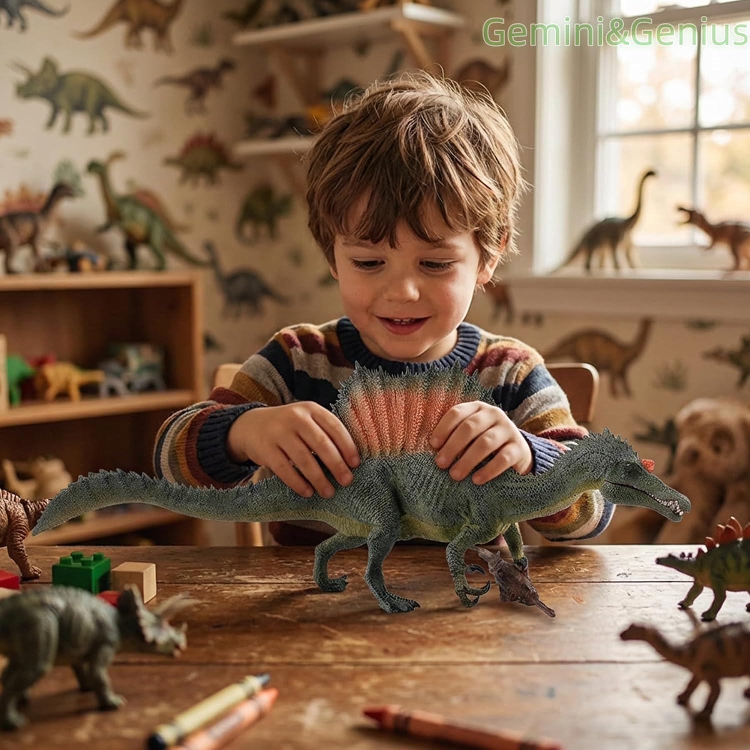Gemini&Genius Dinosaur Toys Spinosaurus Figurine, Dinosaur Action Figure with Moveable Jaw, Boys Birthday Gift, Collection and Room Decoration