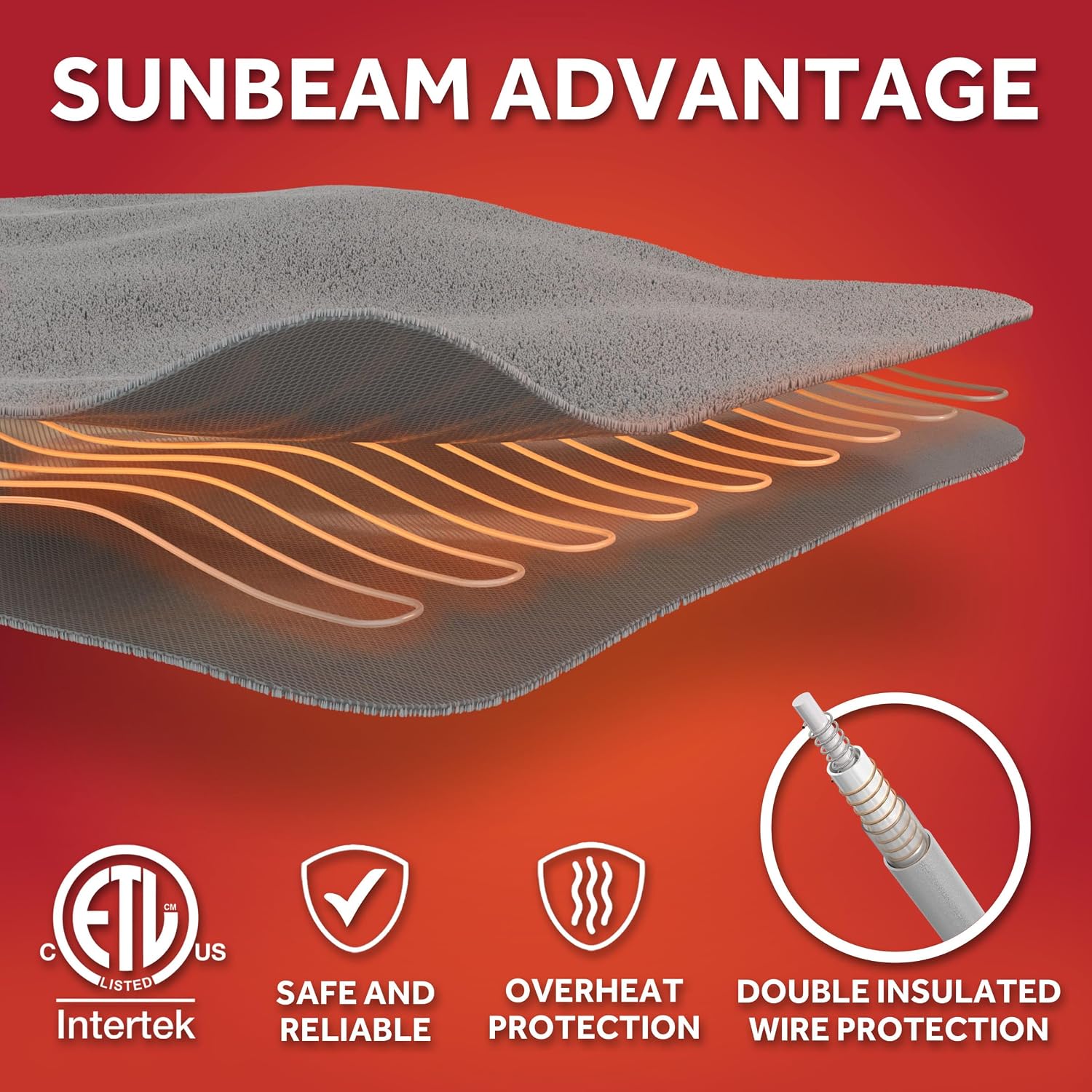 Sunbeam Electric Royal Posh Velvet Heated Blanket, 12 Heat Settings, 12-Hour Selectable Auto Shut-Off, Fast Heating, Warm and Lush, Champagne Color, King, 90" x 100"