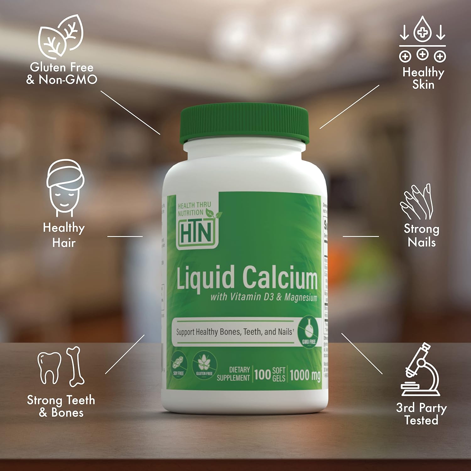 Health Thru Nutrition Liquid Calcium 1000mg, Magnesium 400mg, Vitamin D3 1,000iu and Boron | Bone Restore & Strength with 6 Calcium Complex | 3rd Party Tested | Non-GMO Gluten Free (Pack of 100) | Calcium 1000mg, Magnesium 400mg, Vitamin D3 1,000iu and B…
