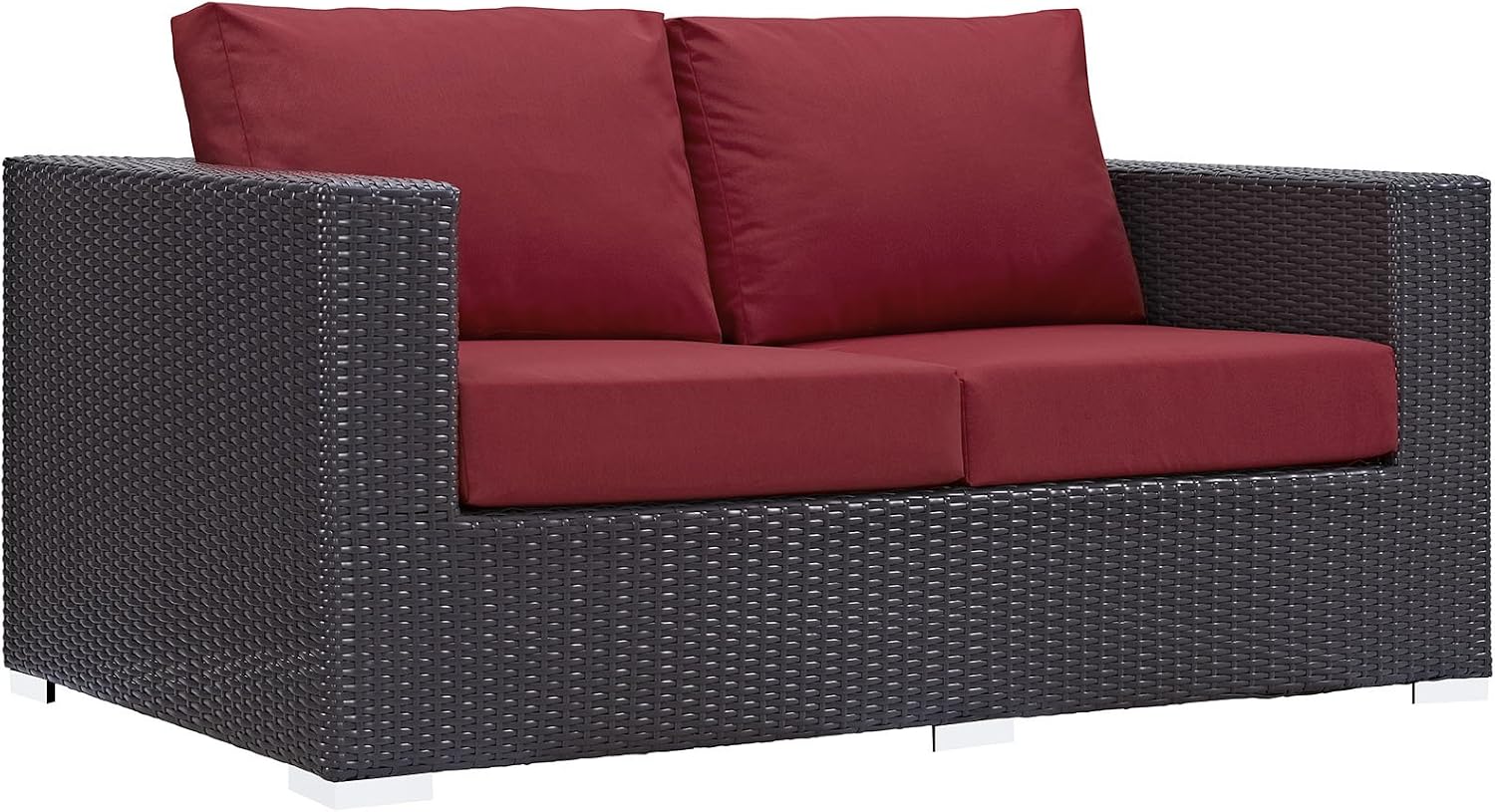 Modway Convene Wicker Rattan Outdoor Patio Loveseat in Espresso White