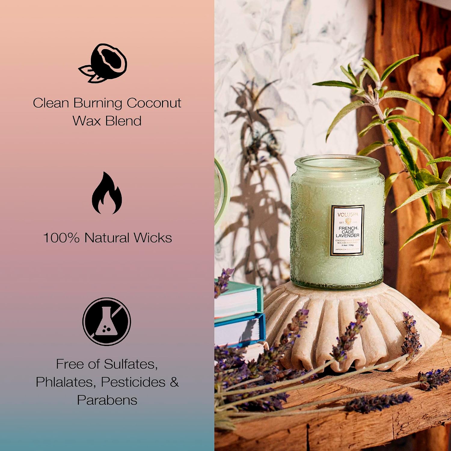 Voluspa Baltic Amber, Small Candle Jar, 5.5 oz, 50 Hour Burn Time, Coconut Wax for Clean Burning, Handcrafted in the USA