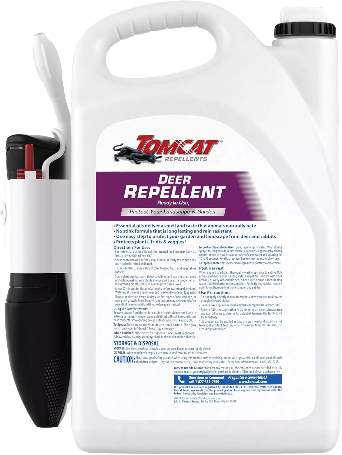 Tomcat Repellents Deer Repellent, 1 gal. | Also Repels Rabbits, Ready-to-Use, Protects Landscapes and Gardens, Contains Essential Oils