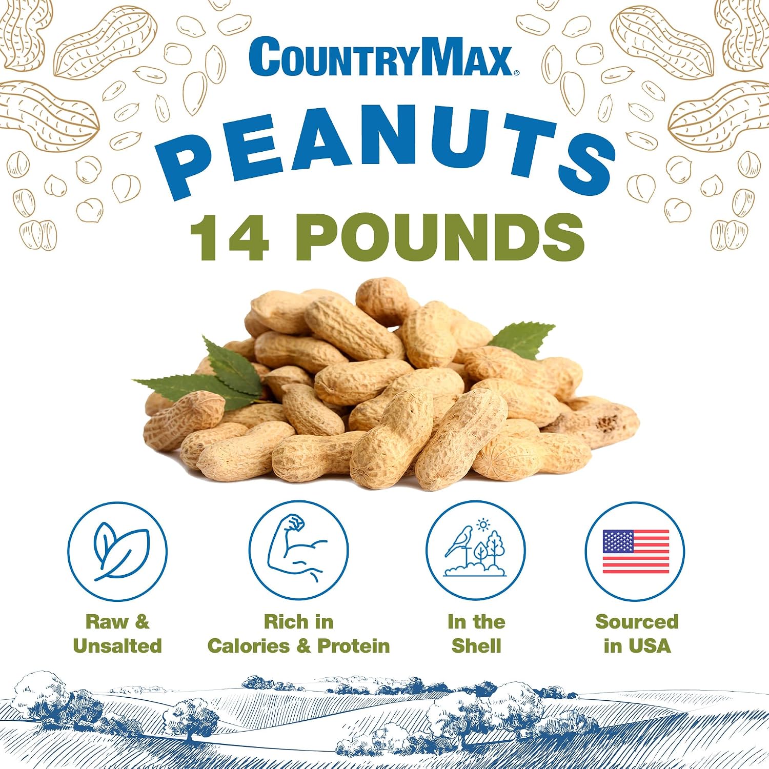 Backyard Seeds In-Shell Raw Unprocessed Peanuts 7lbs - Premium Whole Peanuts for Wildlife & Squirrels, Natural Foraging, High Protein