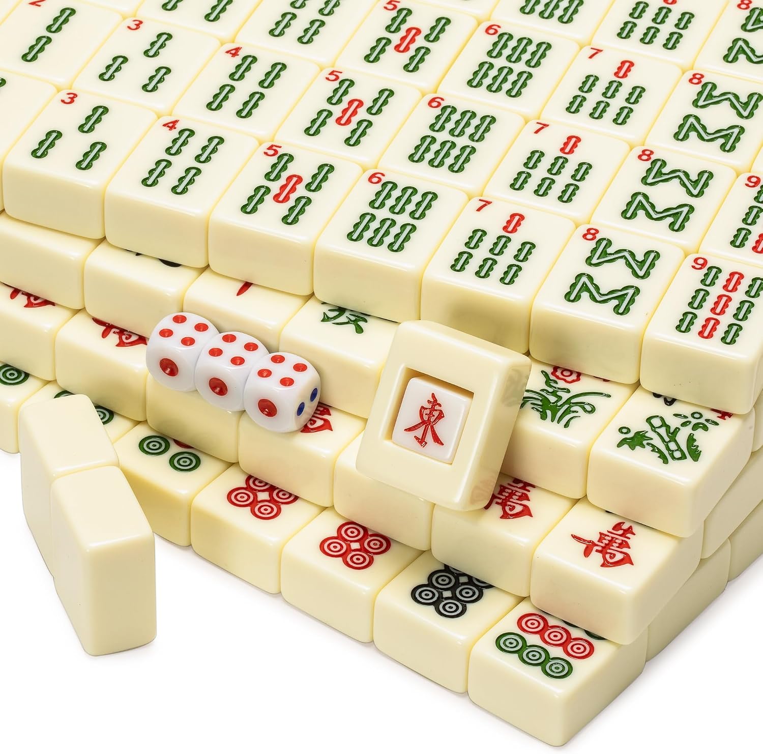 Yellow Mountain Imports Chinese Mahjong Set – Rouge Heritage – 146 Medium Tiles, Professional Set for Chinese-Style Play [中式麻將 專業套裝]