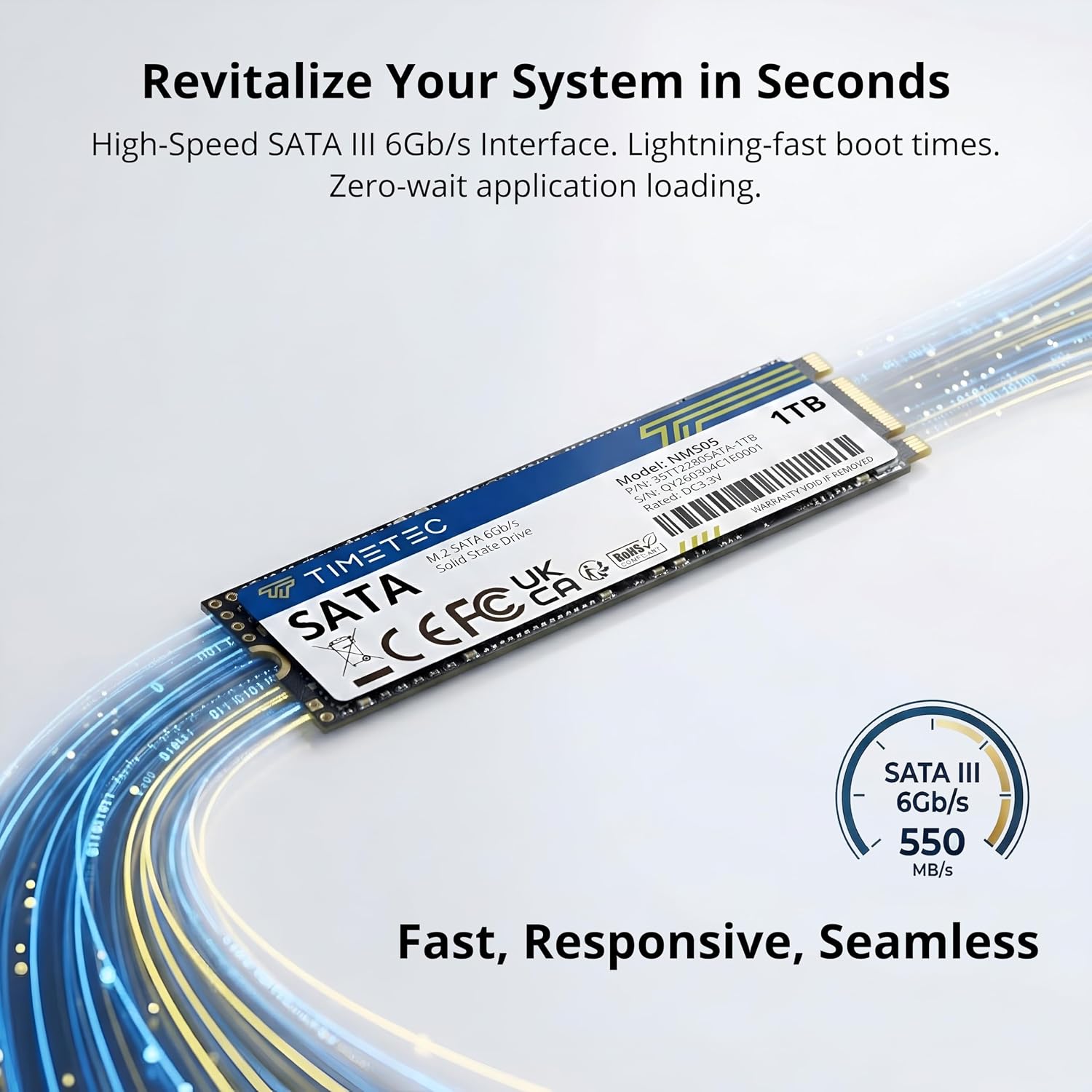 Timetec 1TB SSD 3D NAND SATA III 6Gb/s M.2 2280 NGFF 512TBW Read Speed Up to 550MB/s SLC Cache Performance Boost Internal Solid State Drive for PC