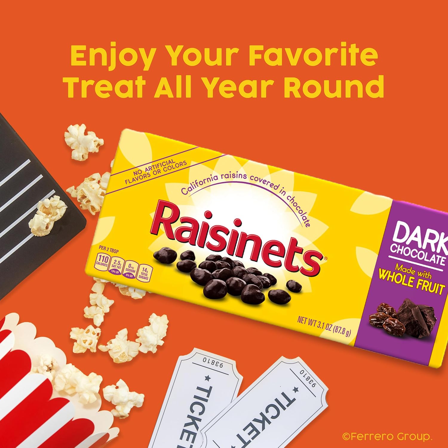 Raisinets, Milk Chocolate Covered California Raisins, 8.0 oz Resealable Bag, Bulk 8 pack