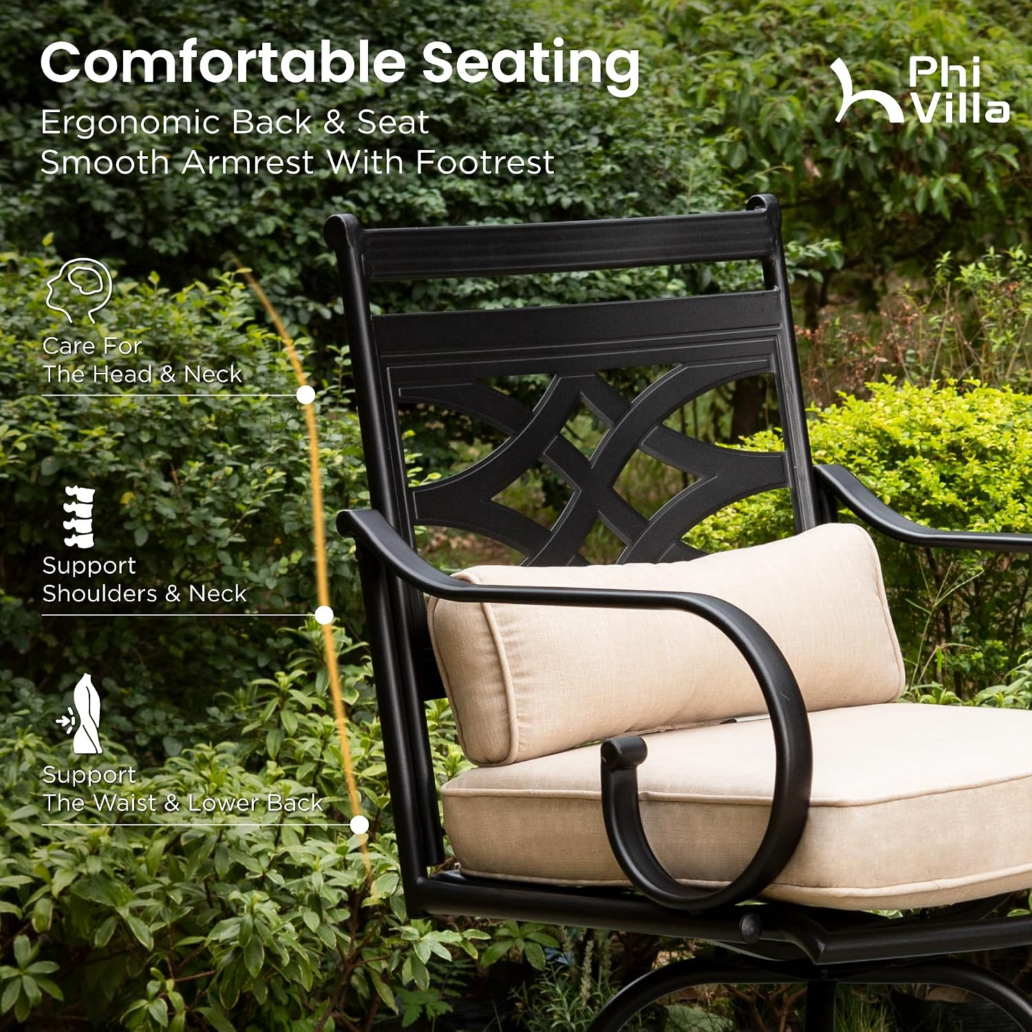 PHI VILLA Outdoor Bar Set 3 PCS Patio Bistro Table & Swivel Stools