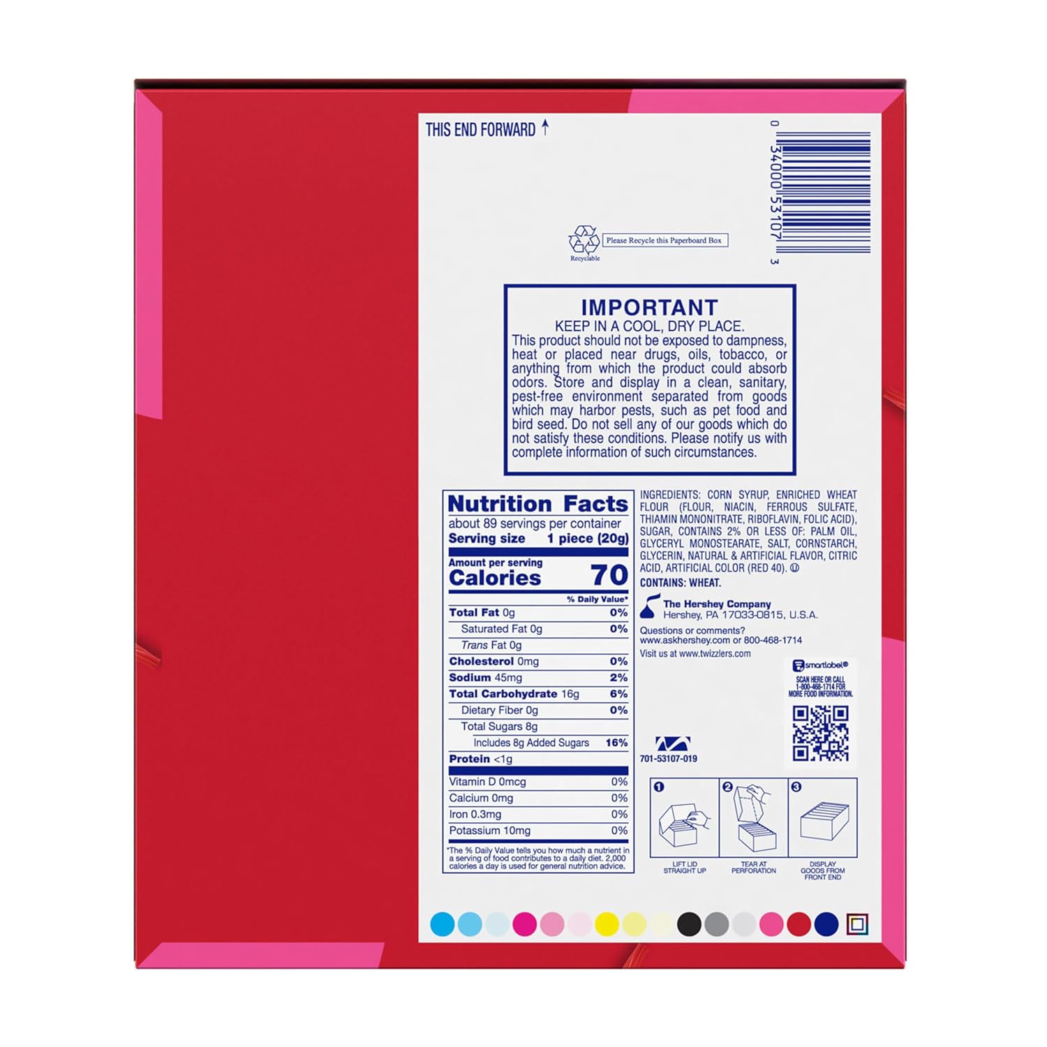 Twizzlers, Pull 'N' Peel Cherry Flavored Licorice Style, Chewy Candy Bag, 14 Ounce