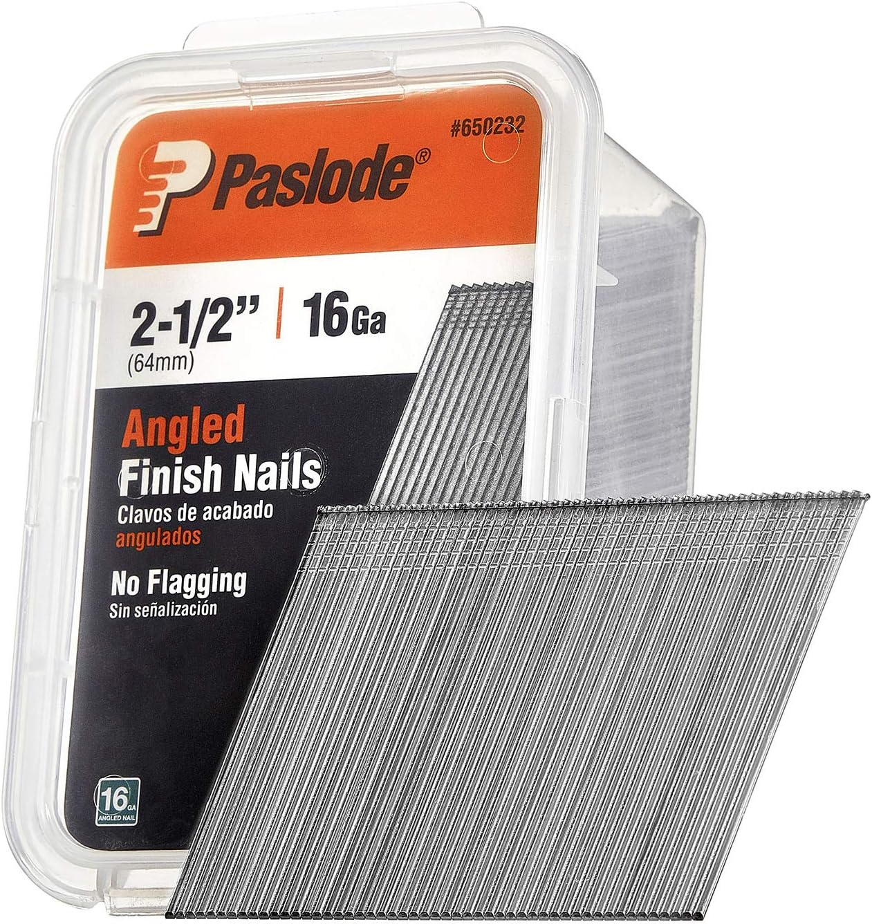 Paslode, Finishing Nail, 650232, 20 Degree Angled Galvanized, 16 Gauge, 2,000 per Box, 2 1/2 inch