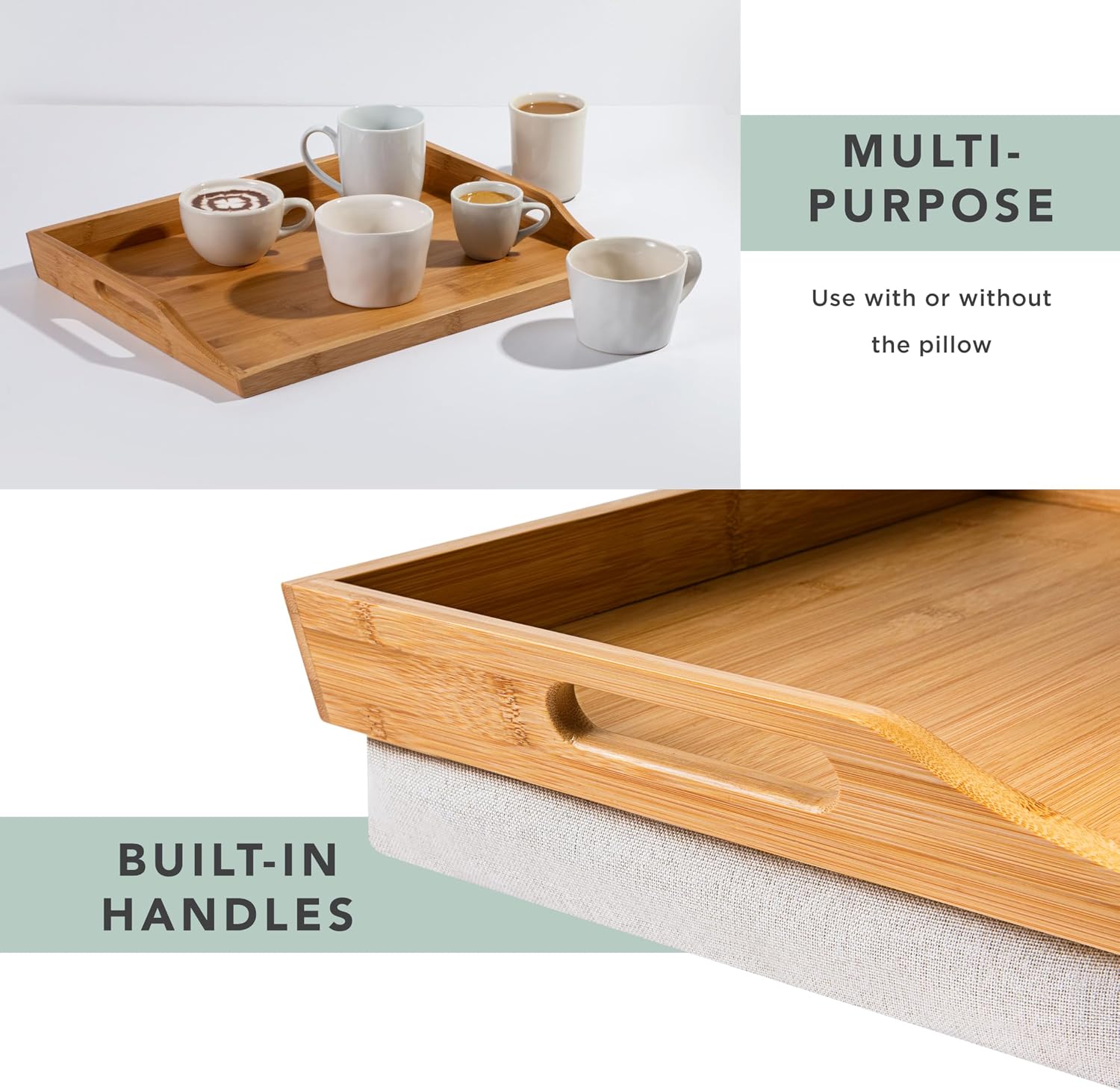 ROSSIE HOME Wood Lap Tray – Natural Acacia, Fits 15.6” Laptops