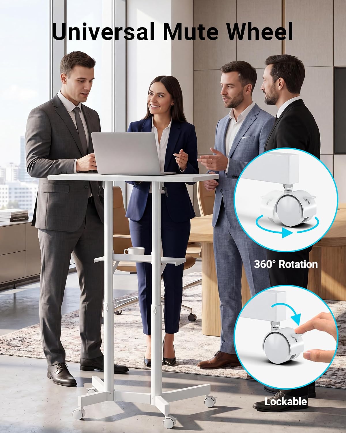 BONTEC Lecterns & Podiums Portable Mobile Standing Laptop Desk, Sit Stand | Height Adjustable, Home Office Classroom Pulpit Stand Up Desk Workstation, Rolling Table Laptop Cart with Storage Tray