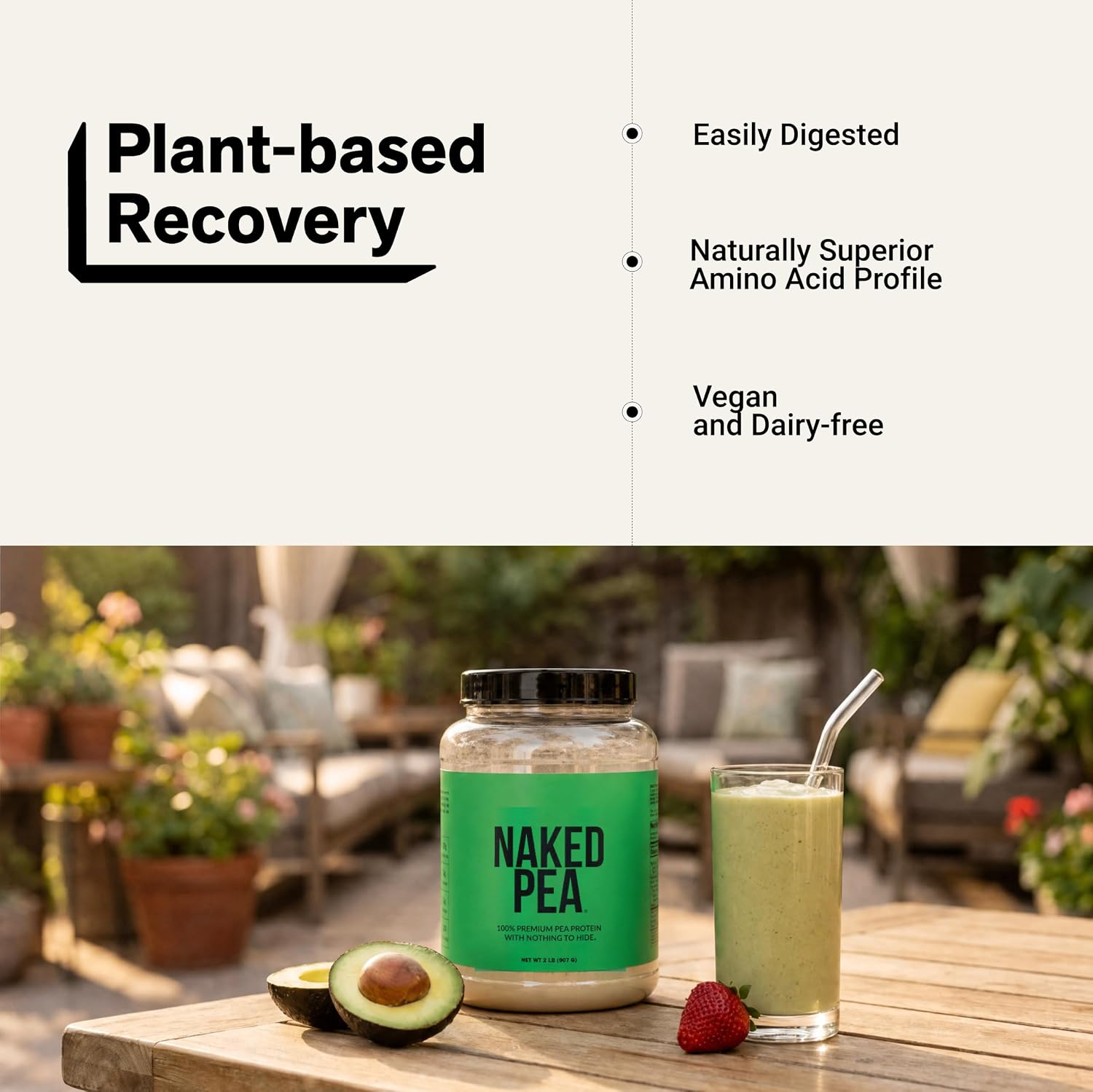 NAKED Pea - 5LB 100% Pea Protein Powder from North American Farms - Unflavored Vegan Pea Protein Isolate - NSF Certified, Plant Protein Powder, Easy to Digest - 76 Servings