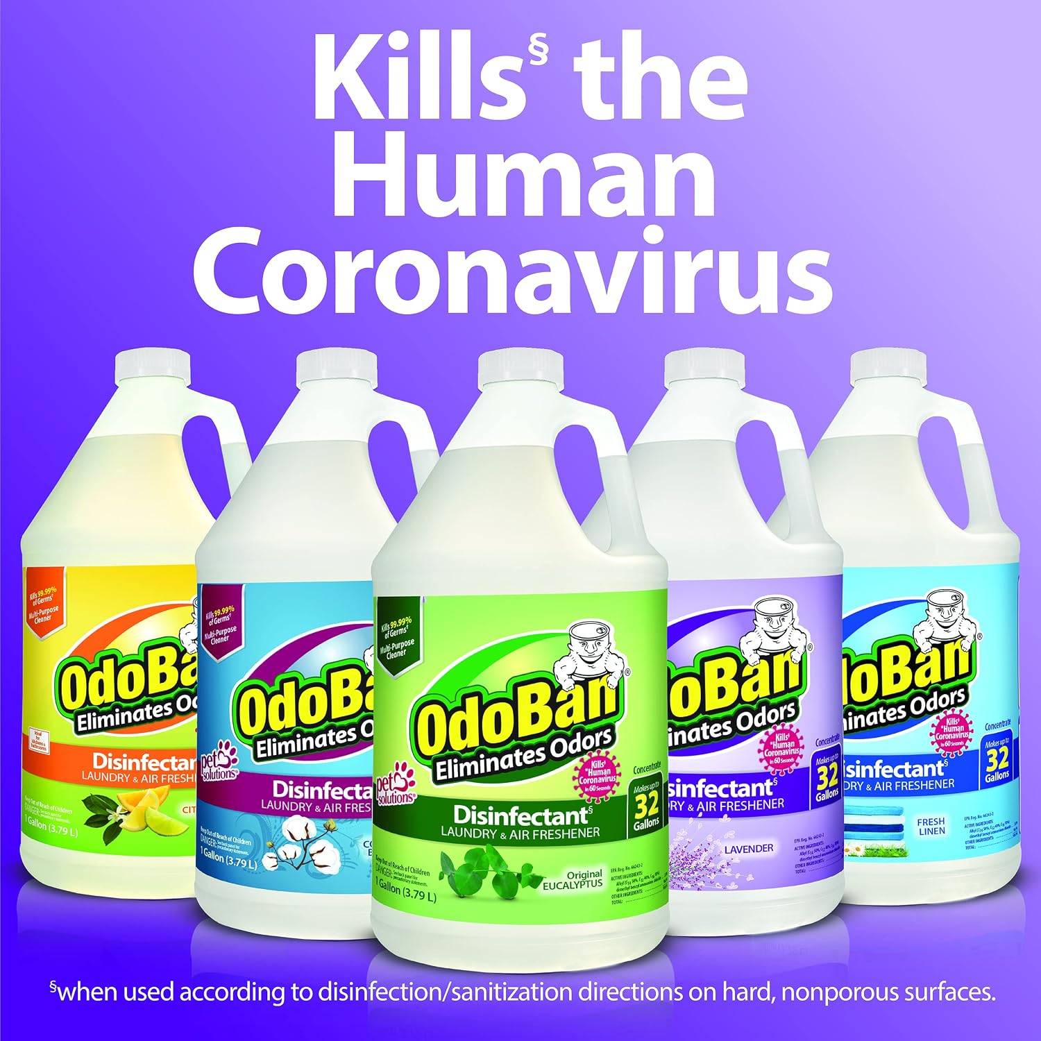 OdoBan Disinfectant Concentrate and Odor Eliminator, Made in the USA, Cotton Breeze Scent, 2 Gallons