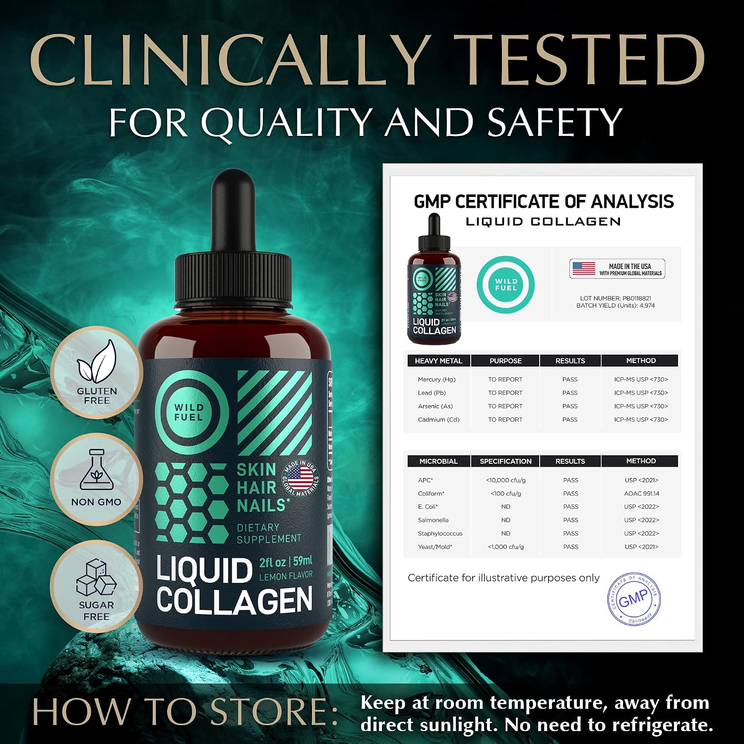 Liquid Collagen for Women and Men - 30, 000mcg Hydrolyzed Collagen Peptides Liquid with Biotin Vitamins for Hair, Skin
