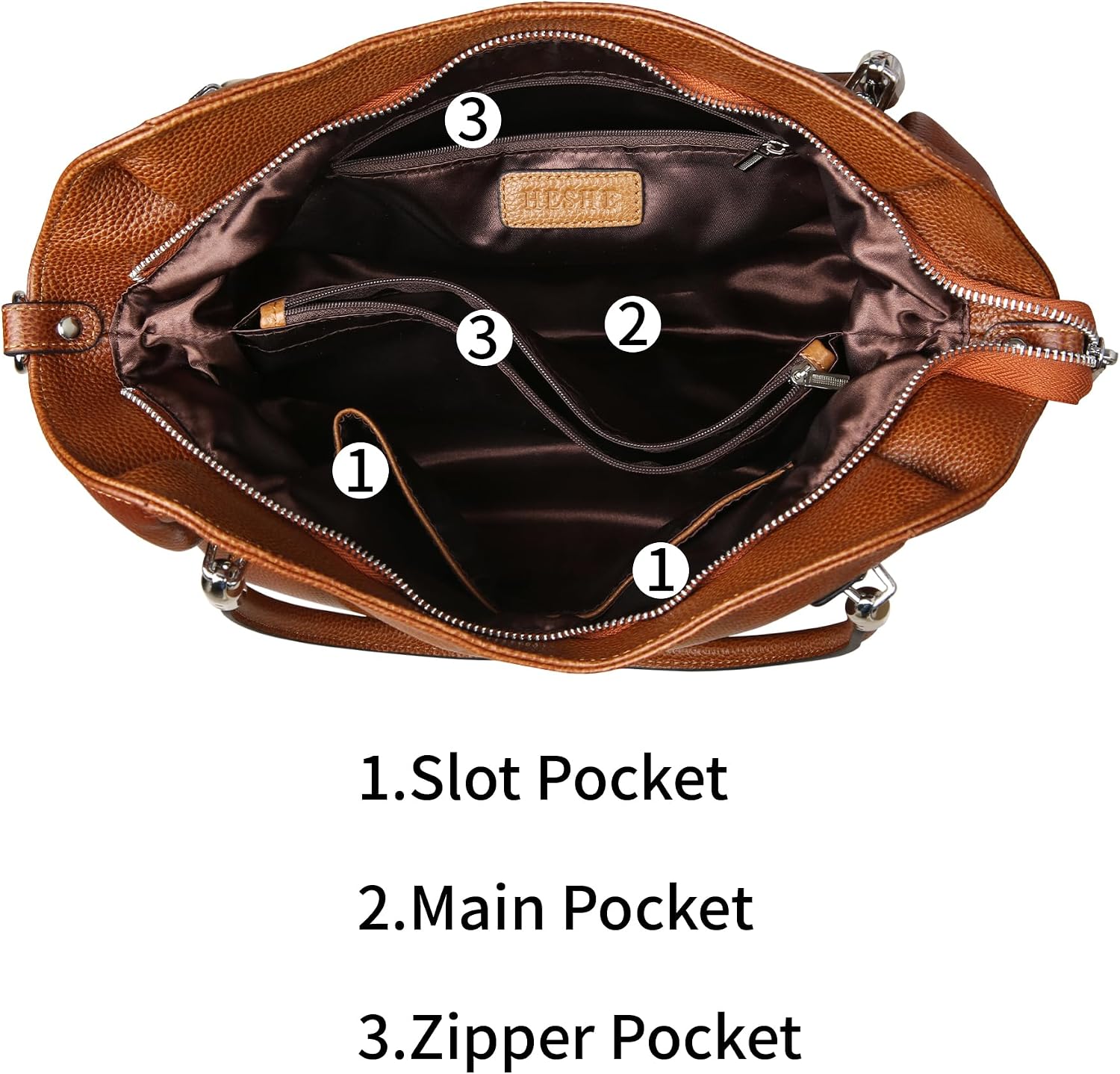 HESHE Leather Shoulder Purses for Women Tote Handbags Satchel Hobo Handbag | Designer Genuine Leather Travel Top Handle Work Bag Ladies Crossbody Purses Adjustable Straps Large Capacity Zippered Closure