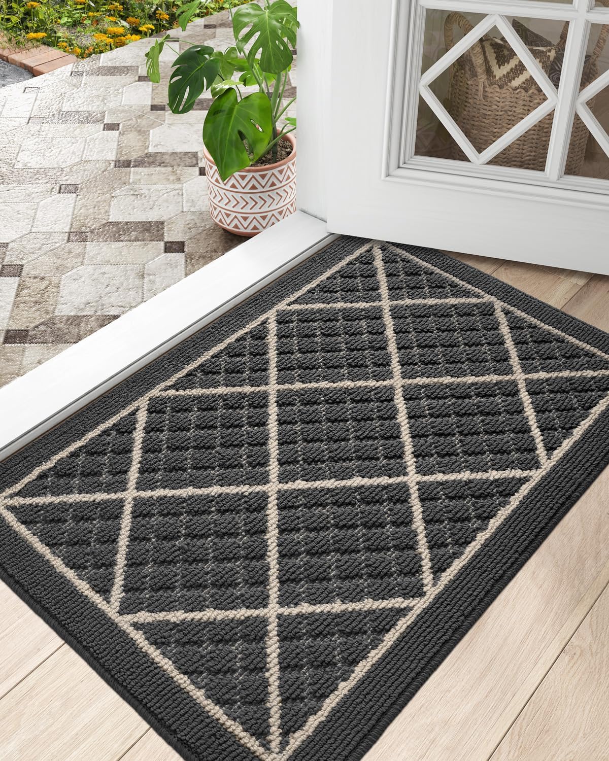 DEXI Front Door Mat Indoor Entryway 24x36 Inside Entrance Doormat Green