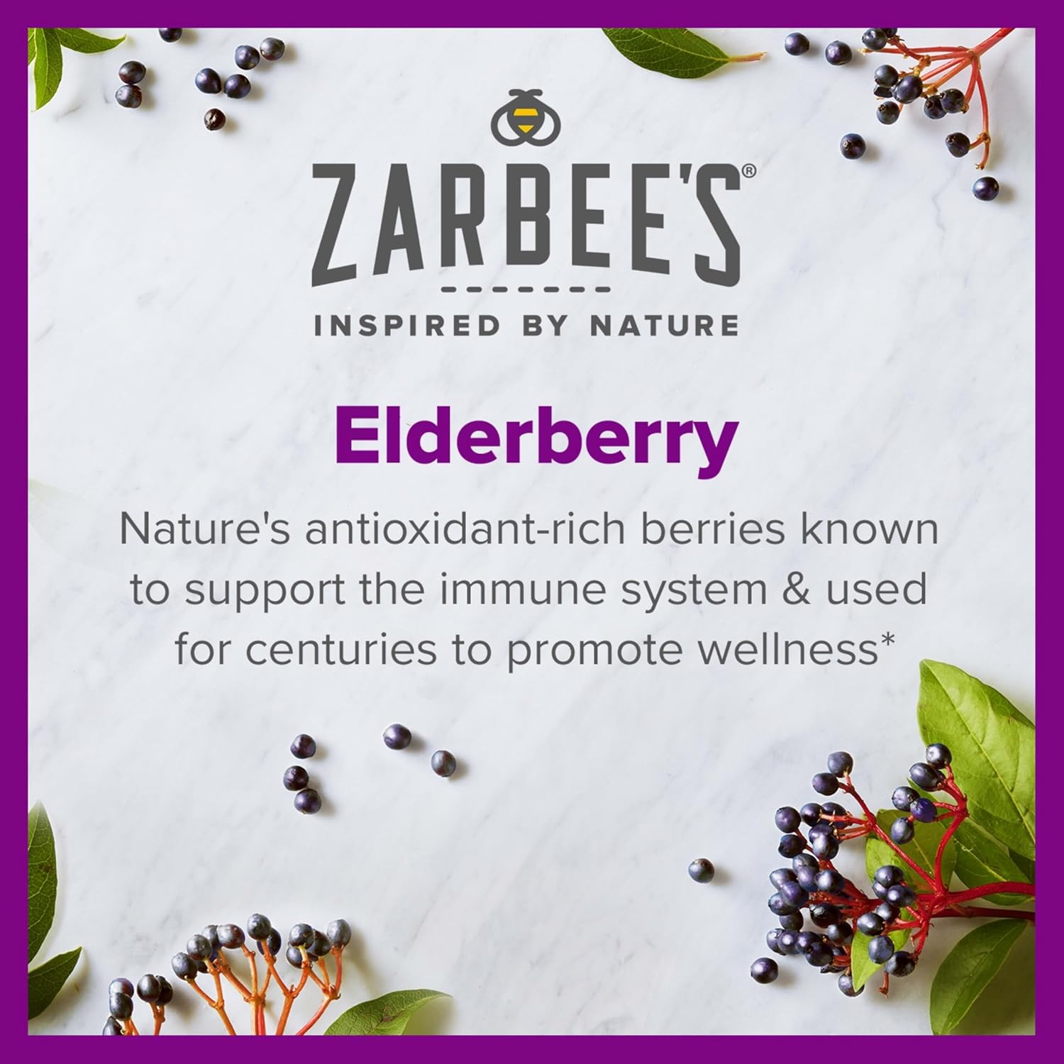 Zarbee's Kids Elderberry Immune Support Gummies, 60 ct | For Kids Ages 12+ Years, Real Elderberry, Vitamins A, C, D3, E & Zinc, No Artificial Sweeteners or HFCS