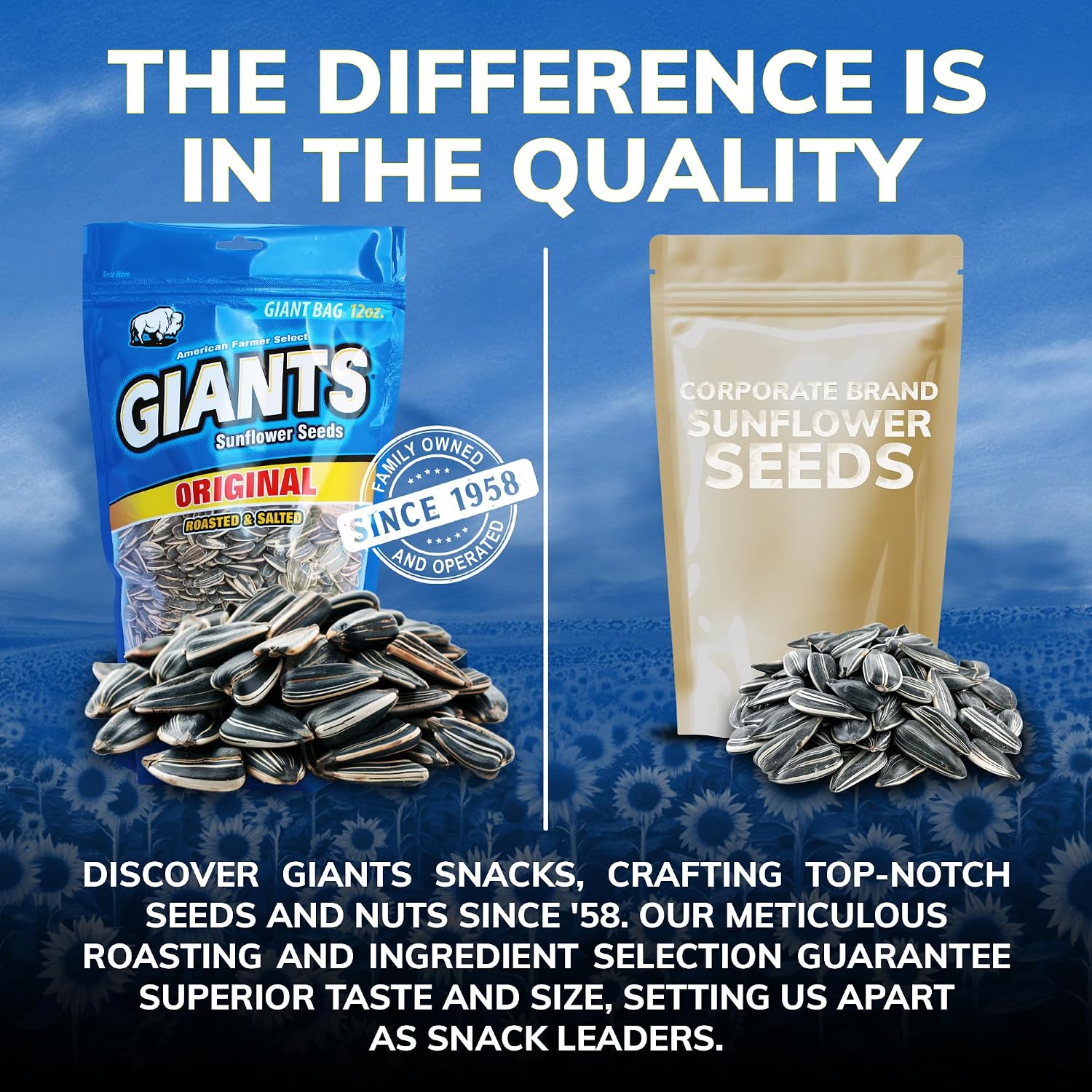 GIANTS Original Sunflower Seeds - Sunflower Seeds to Eat, Sunflower Seeds Bulk, Lightly Salted Sunflower Seeds for Eating, High Protein Snack - 5.75 oz Resealable Bags (Case of 12)
