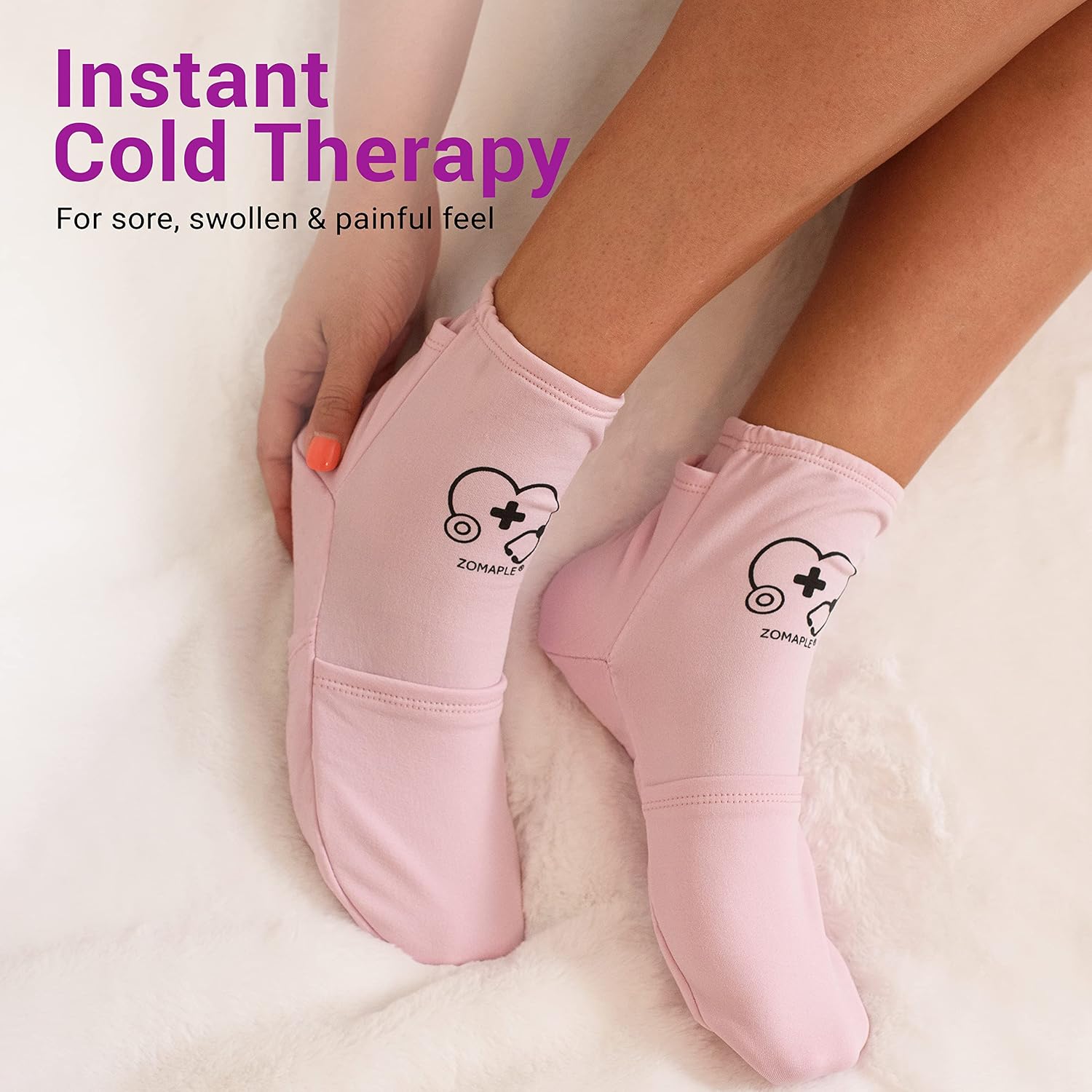 Zomaple Cold Therapy Socks, 2 Gel Packs for Neuropathy & Hot Feet Comfort