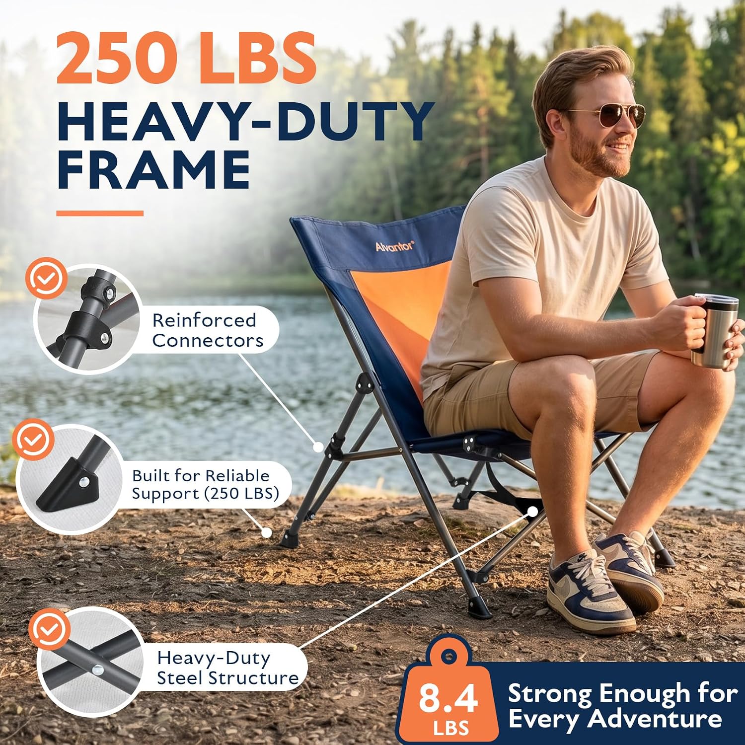 Alvantor® Camping Chair, Full Mesh Folding Beach Chair Breathable High Back Portable Lawn Chair for Outdoor, Armrest, Cup Holder, Easy Use Seat for Travel, Fishing, Pinic, Sports Event, 24"x31"x38"
