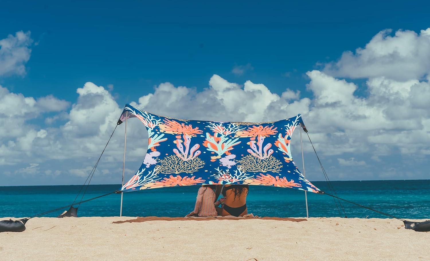 Neso Portable Beach Tent Sun Shelter with Sand Anchor - Lightweight Beach Shade Canopy - Easy Setup for Family Outings - Patented Reinforced Corners - UPF 50+ Sun Protection - 7 x 7ft - White