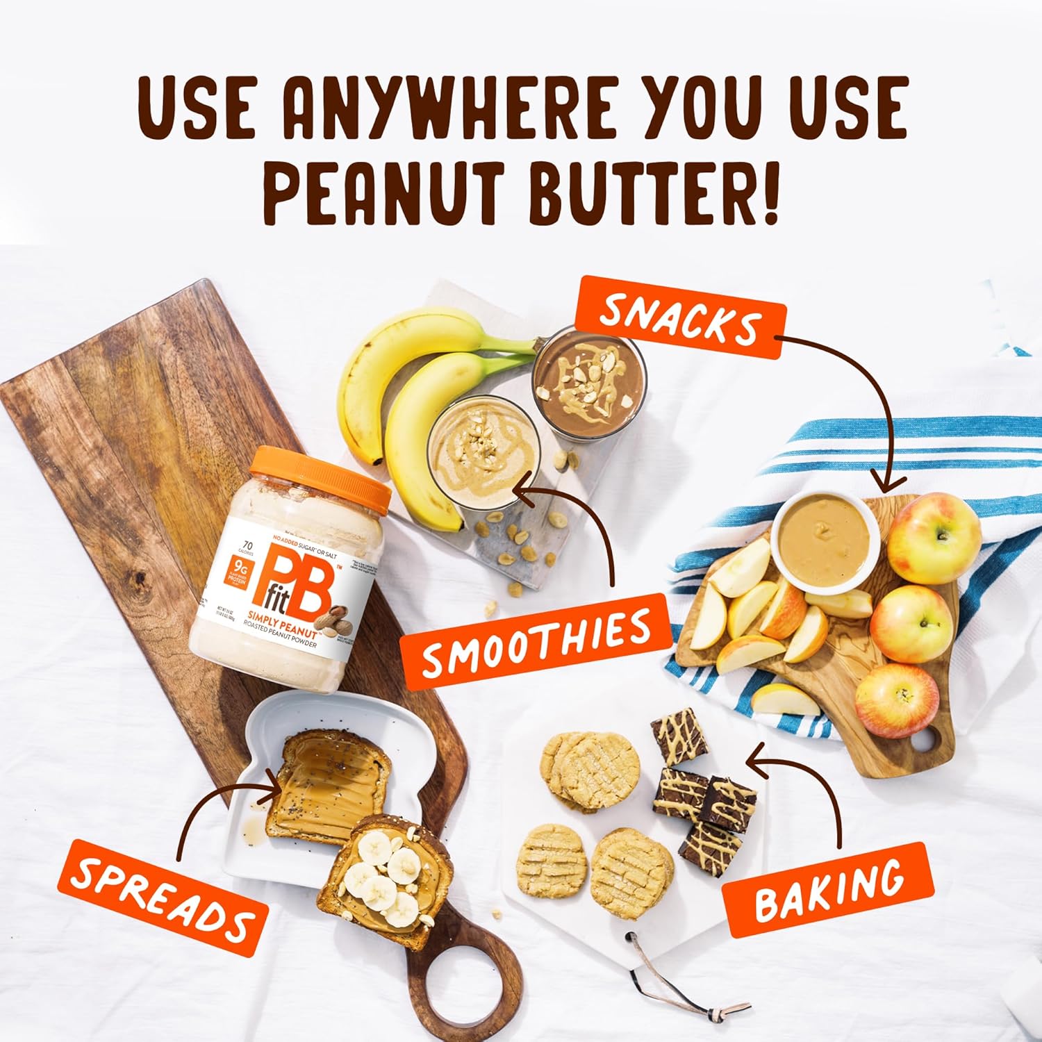 PBfit Simply Peanut Powder 24 Oz, 9g Protein, One Ingredient