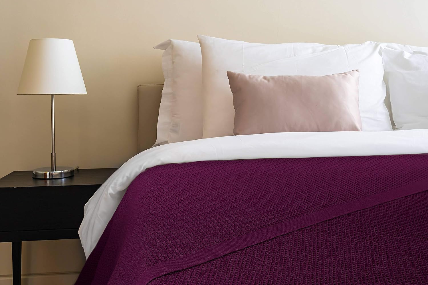 Crover All Season Waffle Premium Thermal Blanket Queen Size 90"x90" Durable Soft Cozy Breathable Weave Design 100% Cotton, Orchid Pink