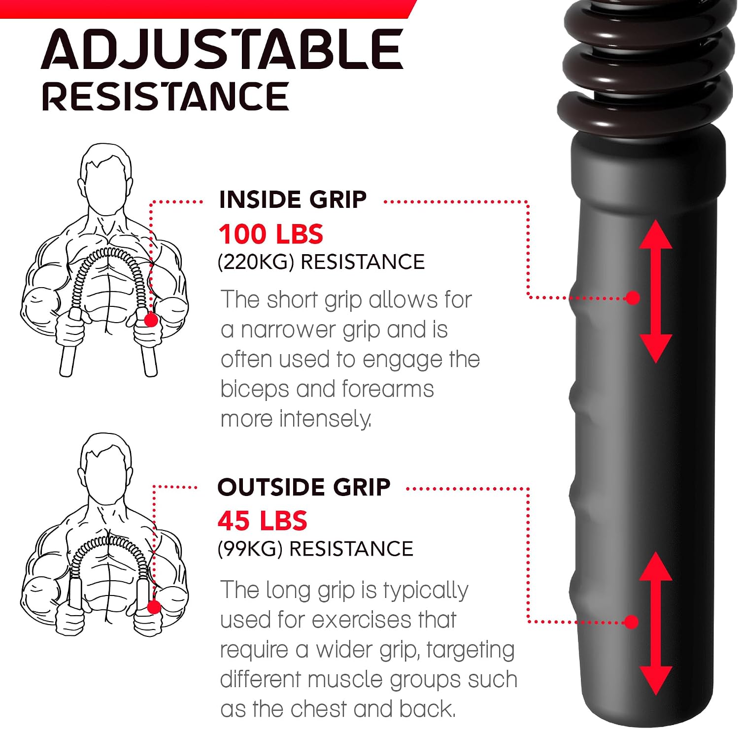 Zenooze's Power Twister Flex Bar, The Ultimate Upper Body Exercise Equipment for Strengthening Your Chest Workout, Shoulders, Biceps, Arms