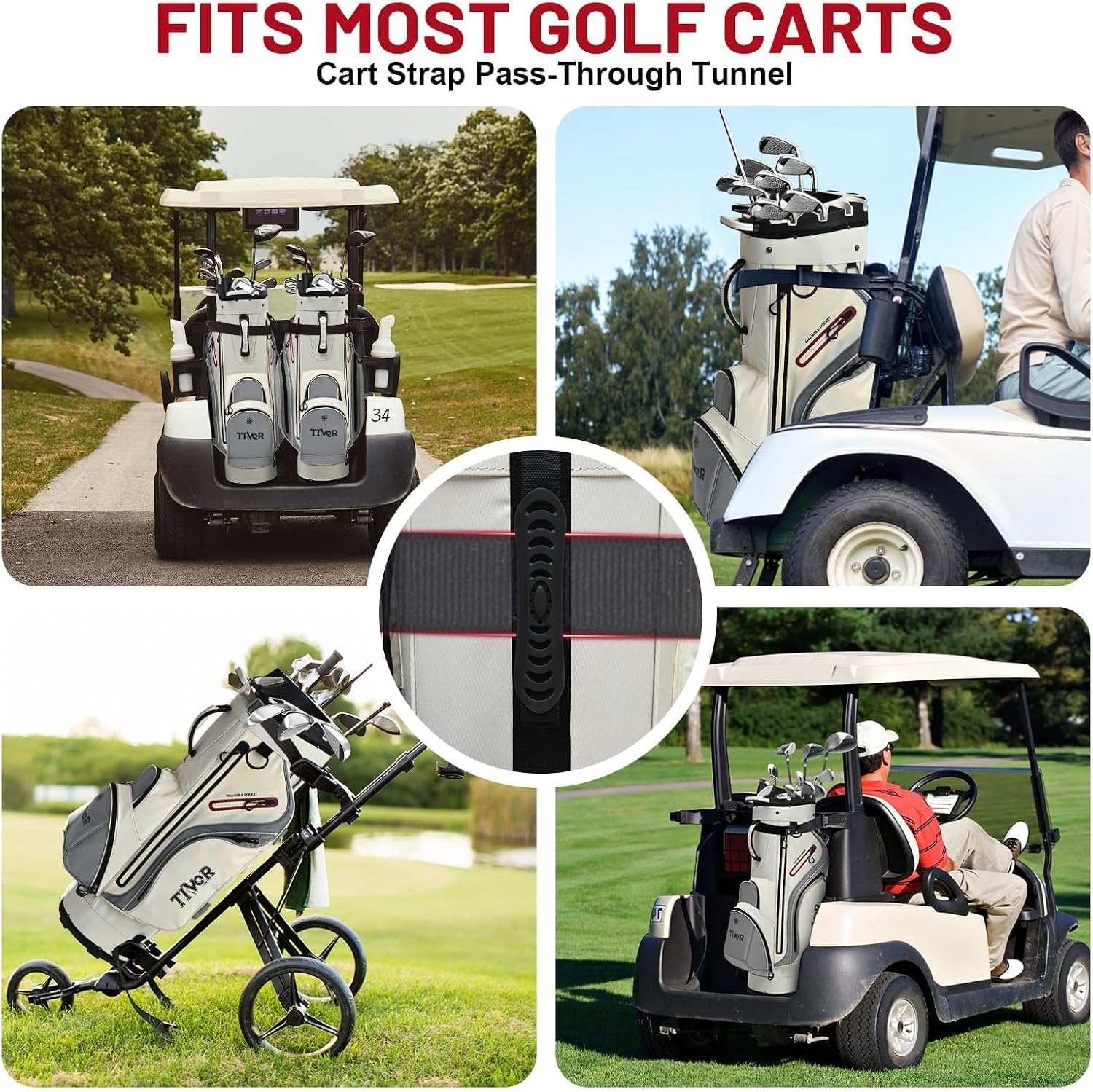 TIVOR 2026 T-Lock Golf Cart Bag-14-Way Full-Length Dividers,9 Pockets, Easy-Access Handle & Ergonomic Straps | Perfect for Cart & Walking, Includes Rain Cover