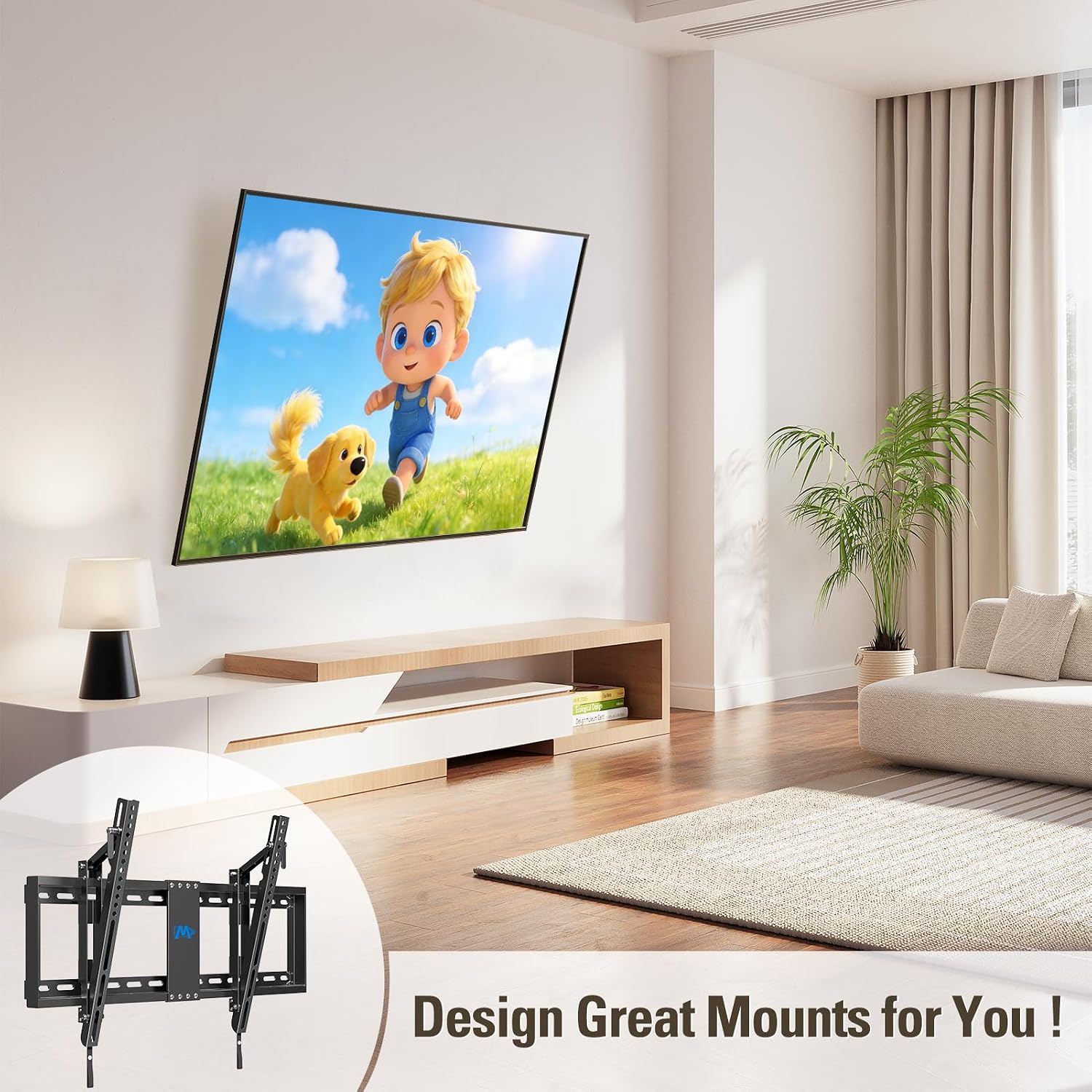 Mounting Dream Tilting TV Wall Mount for Most 37-90 Inch TVs up to 132lbs | Low Profile TV Mount Fits 16", 18", 24" Studs, Max VESA 600x400mm, Wall Mount TV Bracket with Quick Lock & Release, MD2268-LK