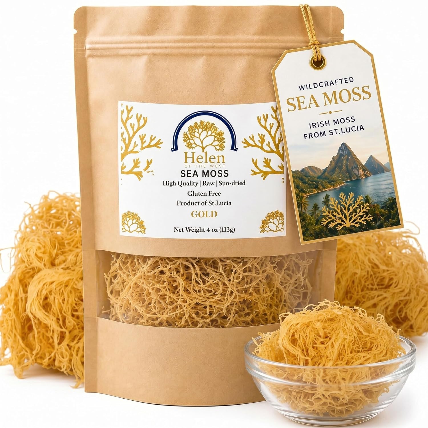 Wildcrafted Sea Moss | Gold - Purple - Green - Mixed | 100% Natural Irish Moss from St.Lucia | Mineral-Rich Superfood | 8oz Sun-Dried Moss | NO