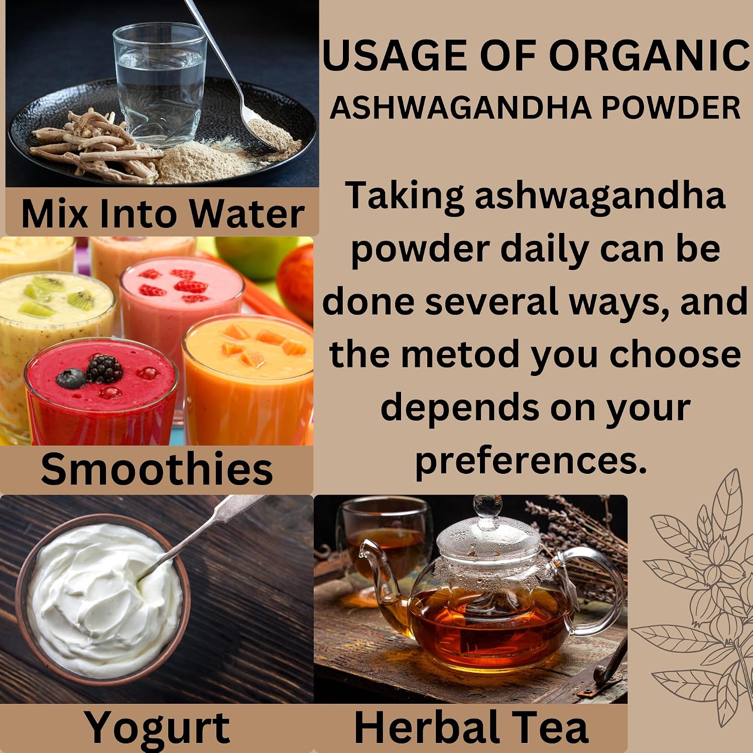 Herbs Botanica Ashwagandha Root Powder Withania Somnifera Powder Ashwaganda Ayurvedic Herbal Supplement Support and Strength 5.3 oz
